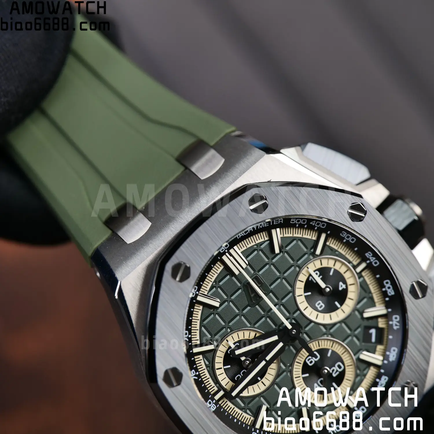 AP Royal Oak Offshore 26420 Titanium DDF 1:1 Best Edition Green/Black Dial on Green Rubber Strap DD4401 Super Clone 86 dc84e841e8fd784 AMO Watch