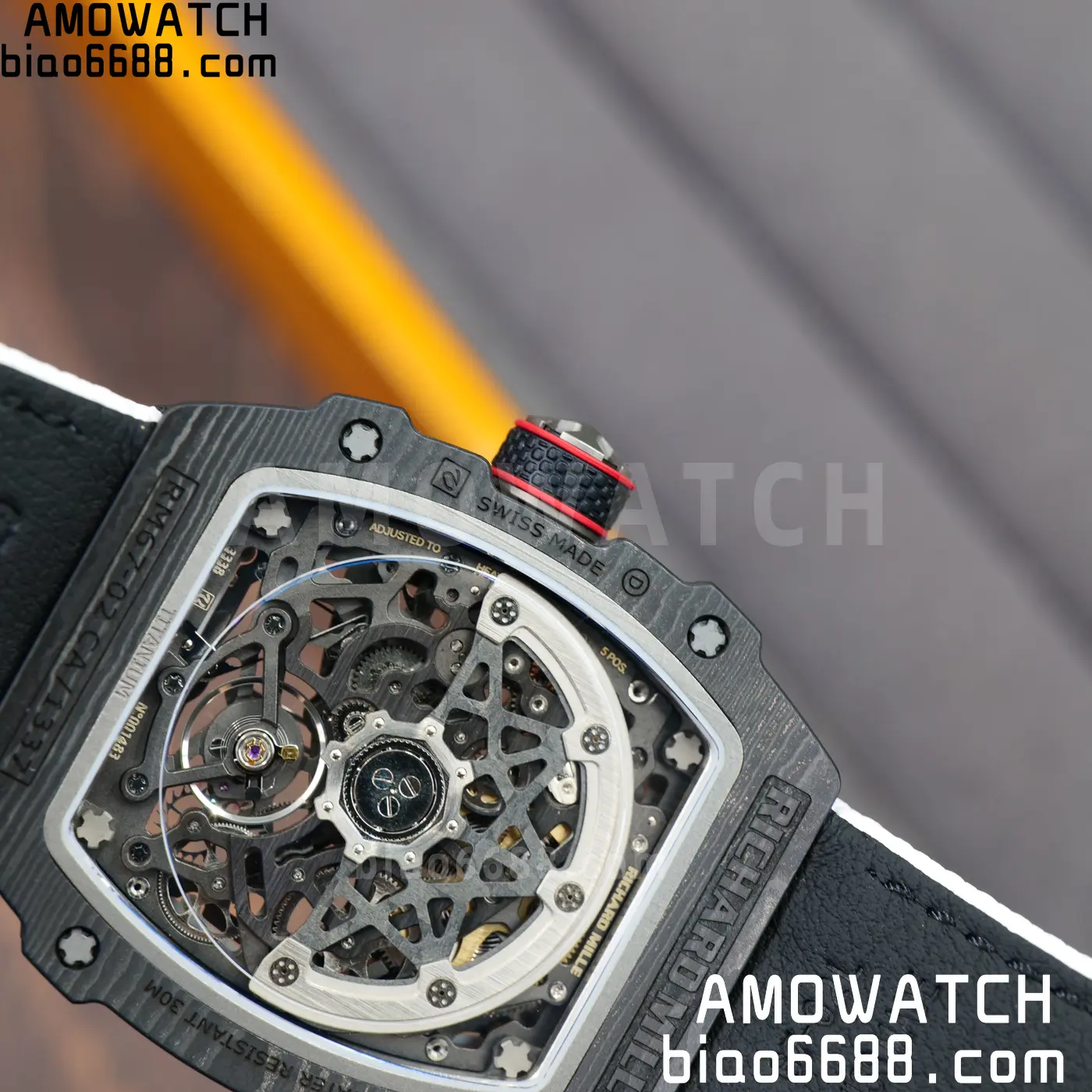 RICHARD MILLE 1:1 RM67-02 Black NTPT RICH Factory 1:1 Italy Green/Red/White Skeleton Dial White Nylon Strap CRMA7 Super Clone 113 dd0511cc33e3312 AMO Watch