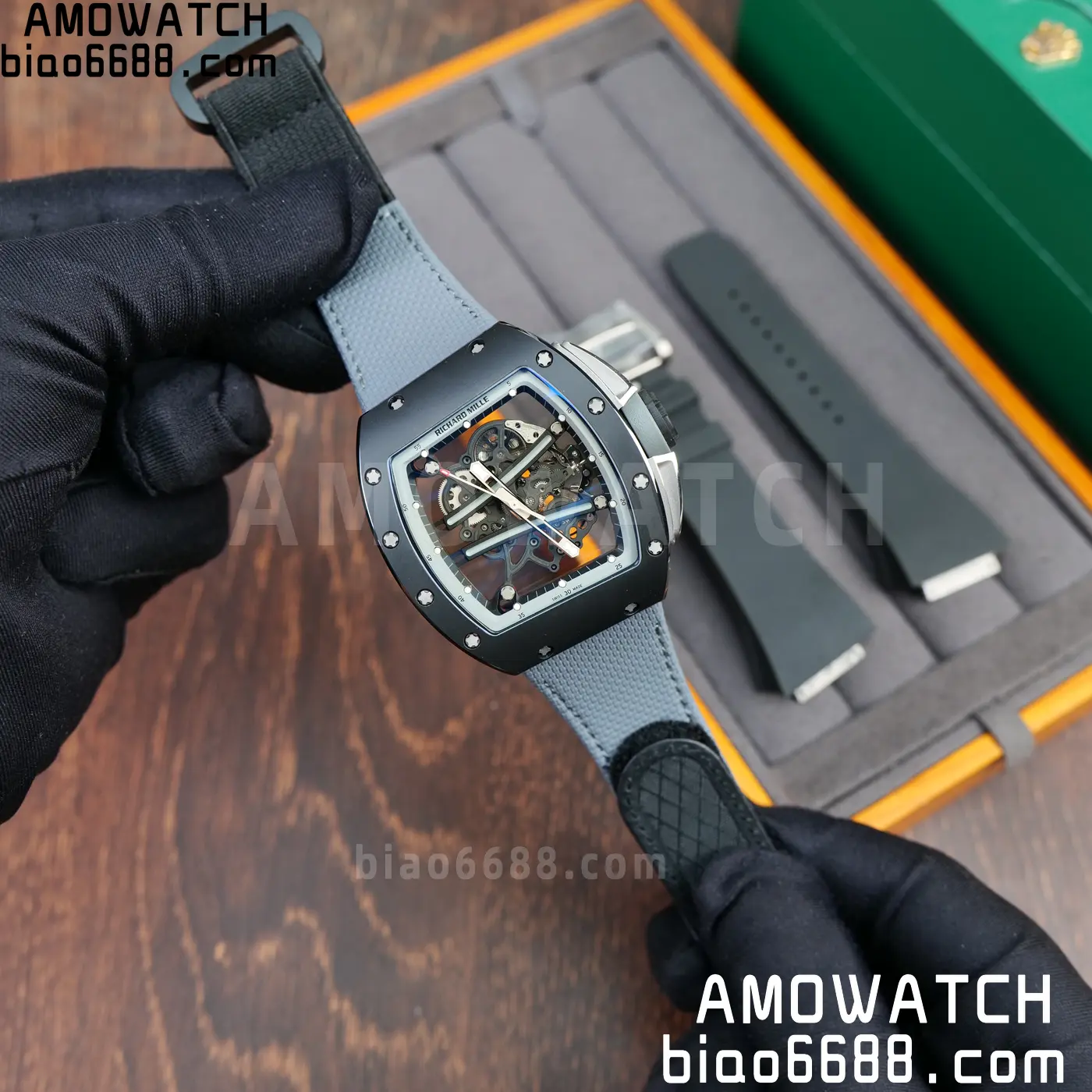 RICHARD MILLE RM61-01 RM6101 A9F 1:1 Best Edition Black Bezel on Gray Nylon Strap RMUL3 Free Sprung 67 ddd7bd3f7bd4fb8 AMO Watch