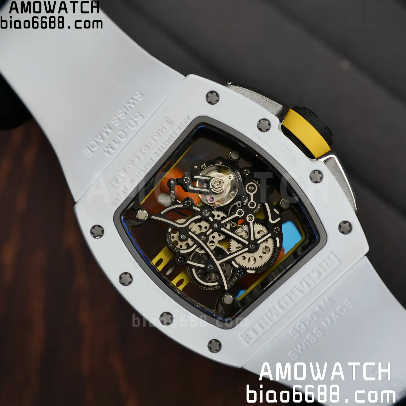 RICHARD MILLE RM61-01 RM6101 A9F 1:1 Best Edition White Bezel on White Rubber Strap RMUL3 Free Sprung 112 de747f7f4eb00f5 AMO Watch