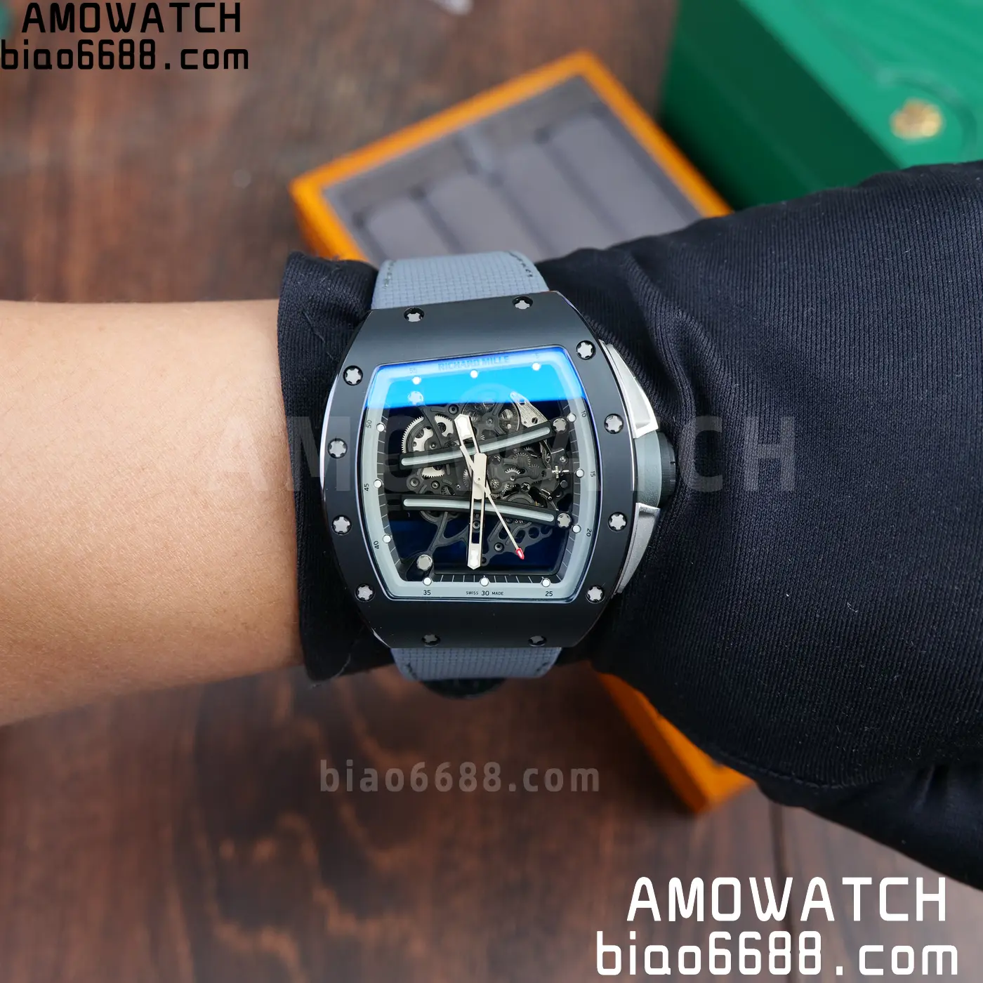 RICHARD MILLE RM61-01 RM6101 A9F 1:1 Best Edition Black Bezel on Gray Nylon Strap RMUL3 Free Sprung 94 dea5f0083a11e51 AMO Watch