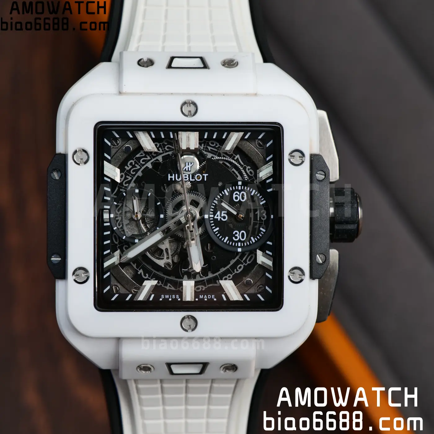 Hublot Square Bang Unico White Ceramic BBF 1:1 Best Edition on Rubber Strap A1280 60 e10819155494037 AMO Watch