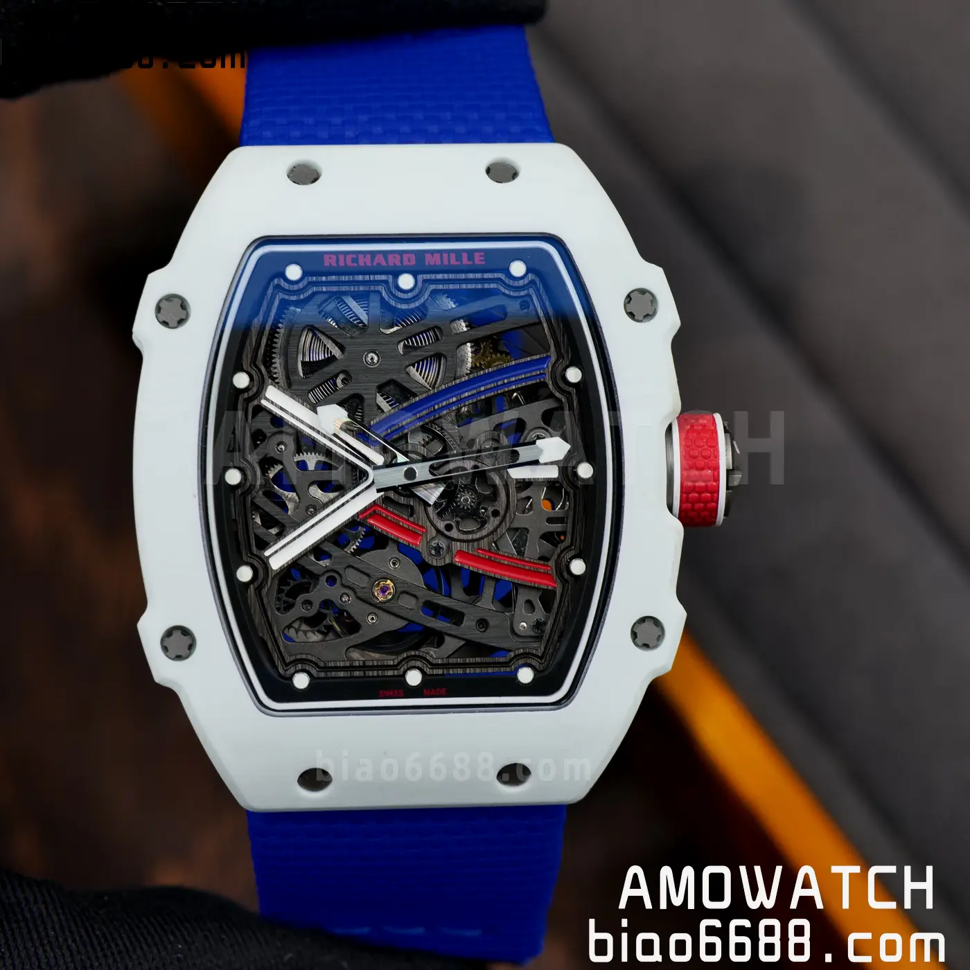 RICHARD MILLE RM67-02 White NTPT RICH Factory 1:1 France Blue/White/Red Skeleton Dial CRMA7 Super Clone 75 e26b65fb883947f AMO Watch
