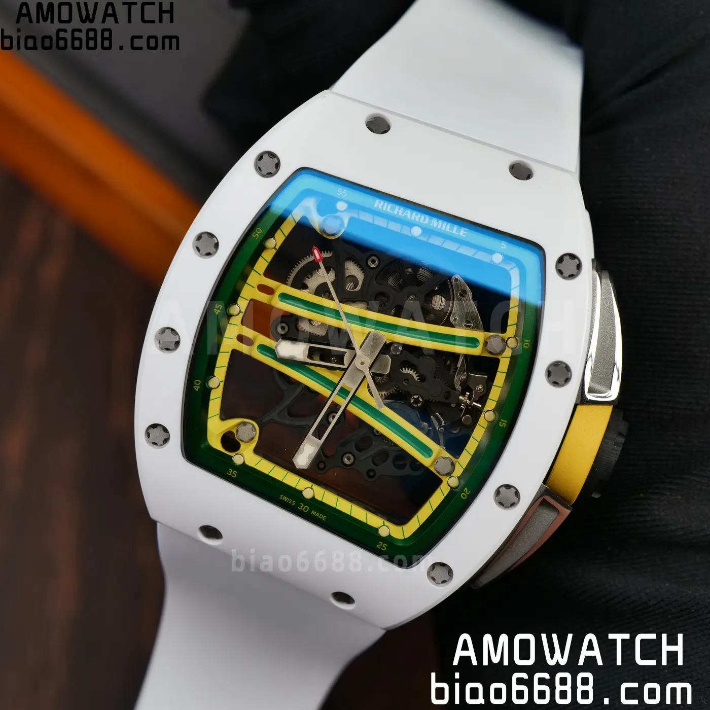 RICHARD MILLE RM61-01 RM6101 A9F 1:1 Best Edition White Bezel on White Rubber Strap RMUL3 Free Sprung 106 e2c347e60c692ed AMO Watch