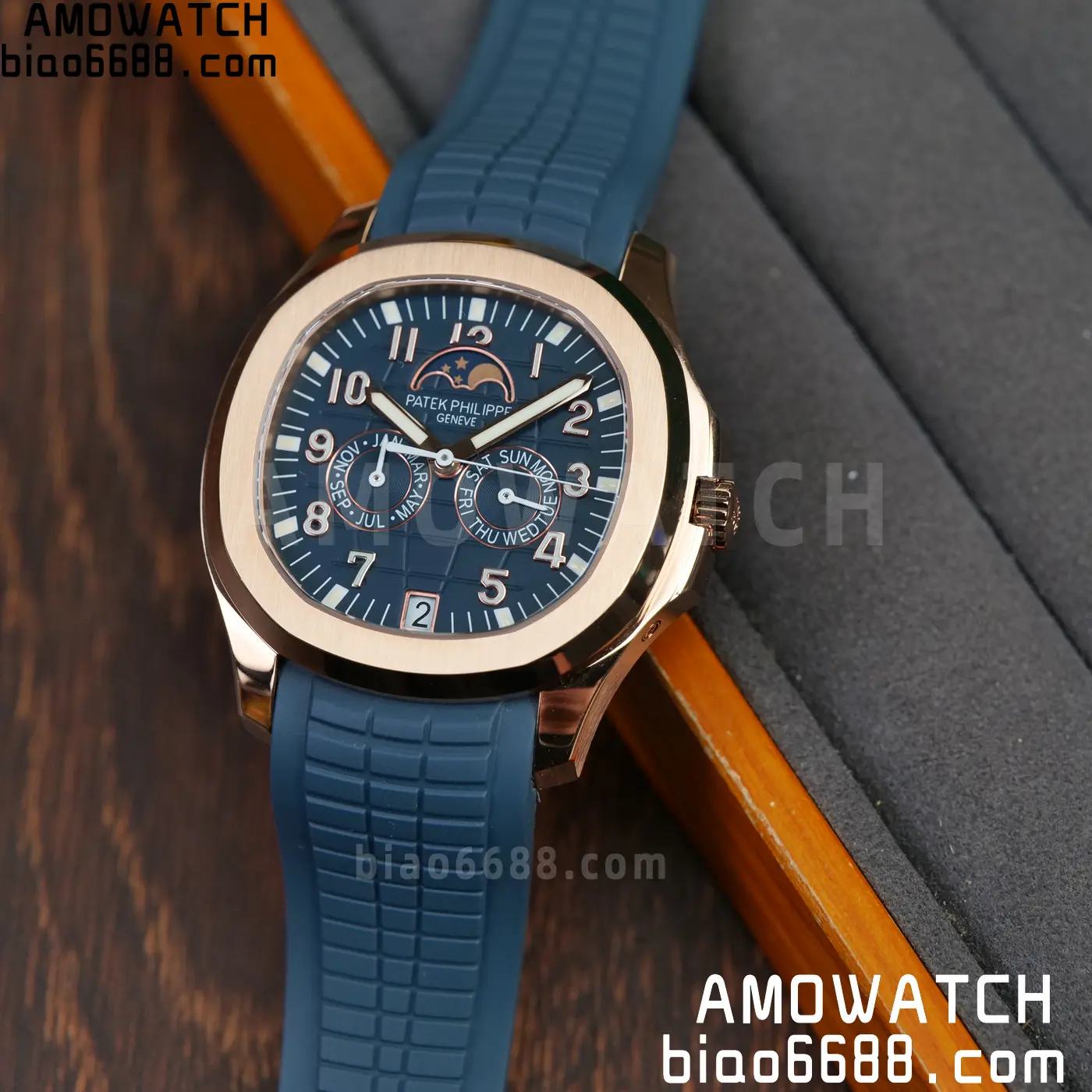 Patek Philippe Aquanaut 5261R RG PPM Factory 1:1 Best Edition Dial on Blue Rubber Strap V2 85 e437842d289bf57 AMO Watch
