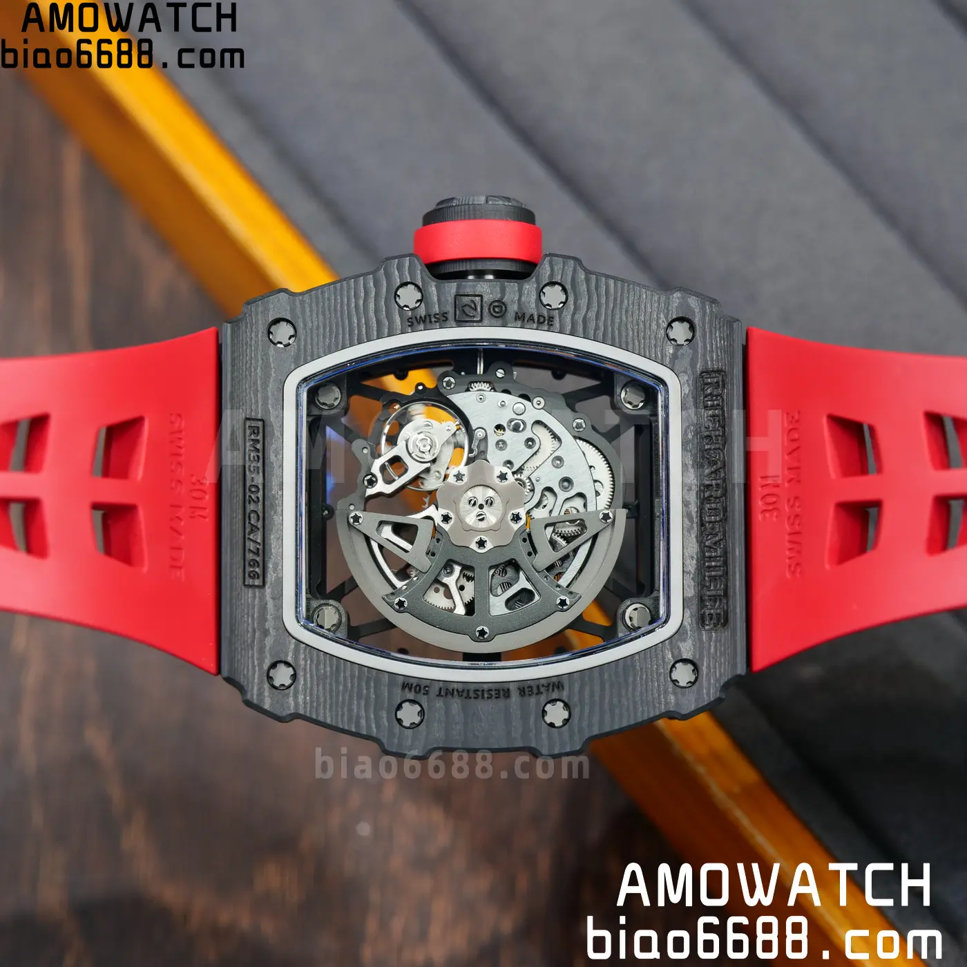 RICHARD MILLE RM035-02 NTPT UMI 1:1 Best Edition Skeleton Dial on Red Rubber Strap RMAL1 Super Clone Free Sprung 109 e75ad16122c24e6 AMO Watch