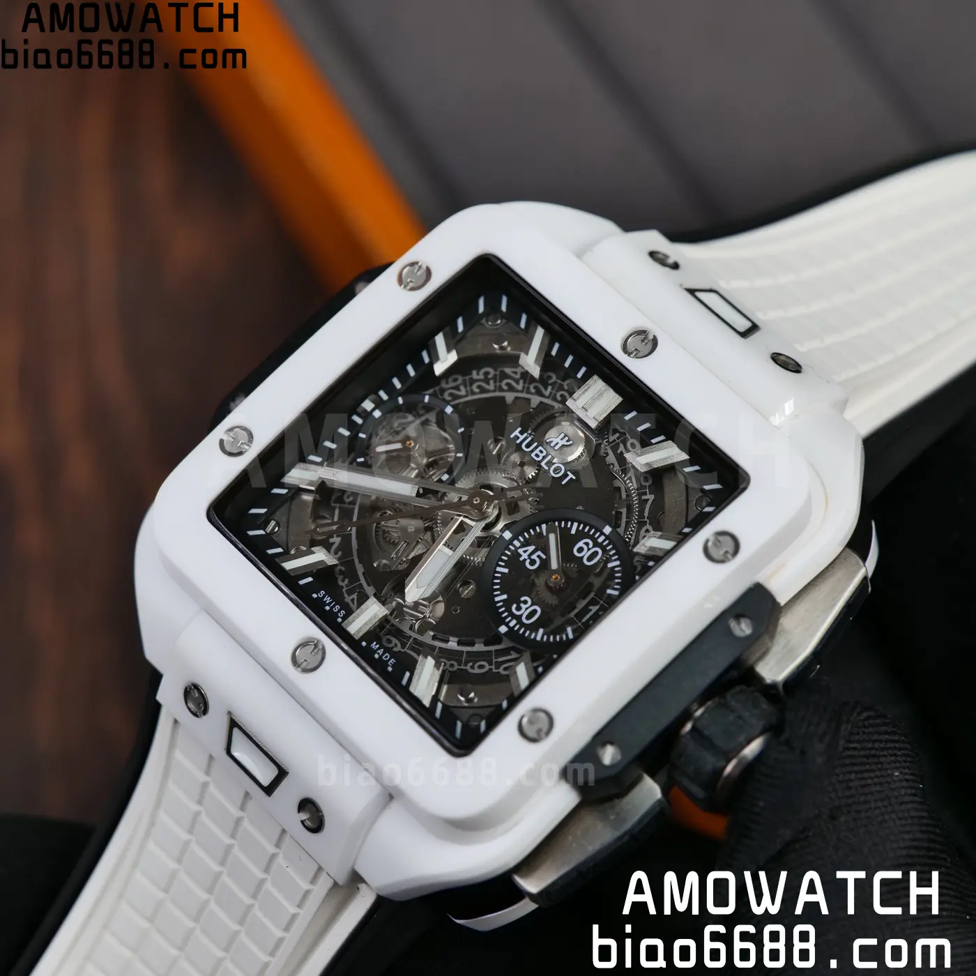 Hublot Square Bang Unico White Ceramic BBF 1:1 Best Edition on Rubber Strap A1280 64 e76c0e8666a4929 AMO Watch