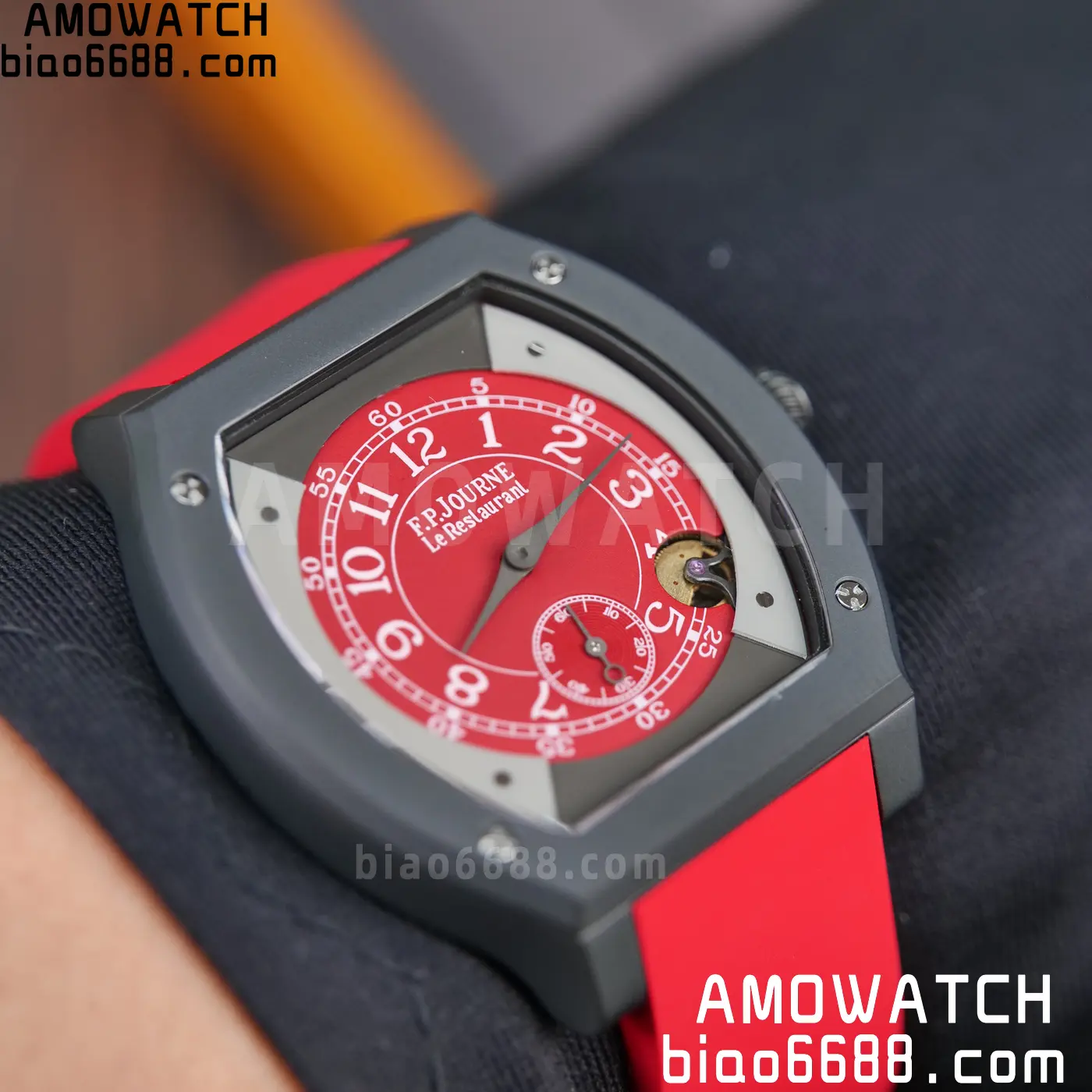 F.P.Journe Elegante PVD FPJF Best Edition Red Dial on Red Rubber Strap Quartz 88 e8f5eefbc0a169c 阿默表行AmoWatch