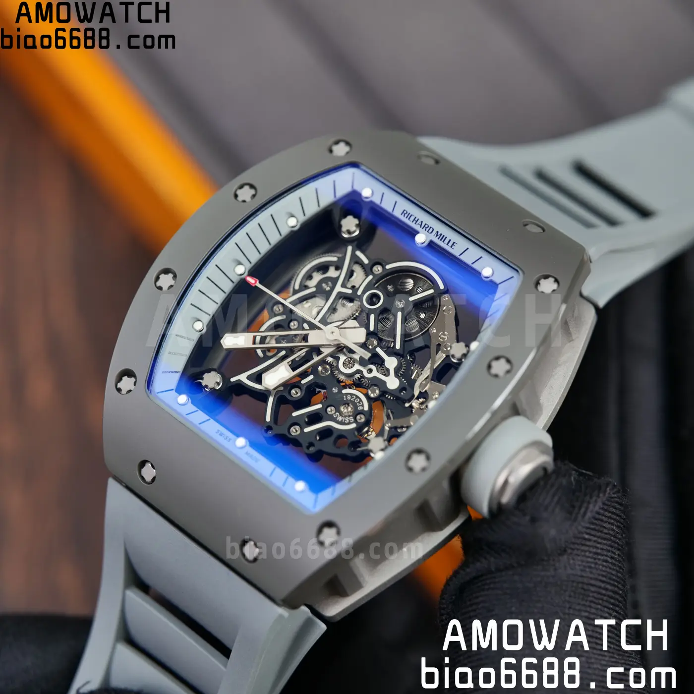 RICHARD MILLE RM055 Gray Ceramic A9F 1:1 Best Edition Gray Inner Bezel on Gray Rubber Strap RMUL2 (Free Sprung) 80 e9b19568ebc23f1 AMO Watch
