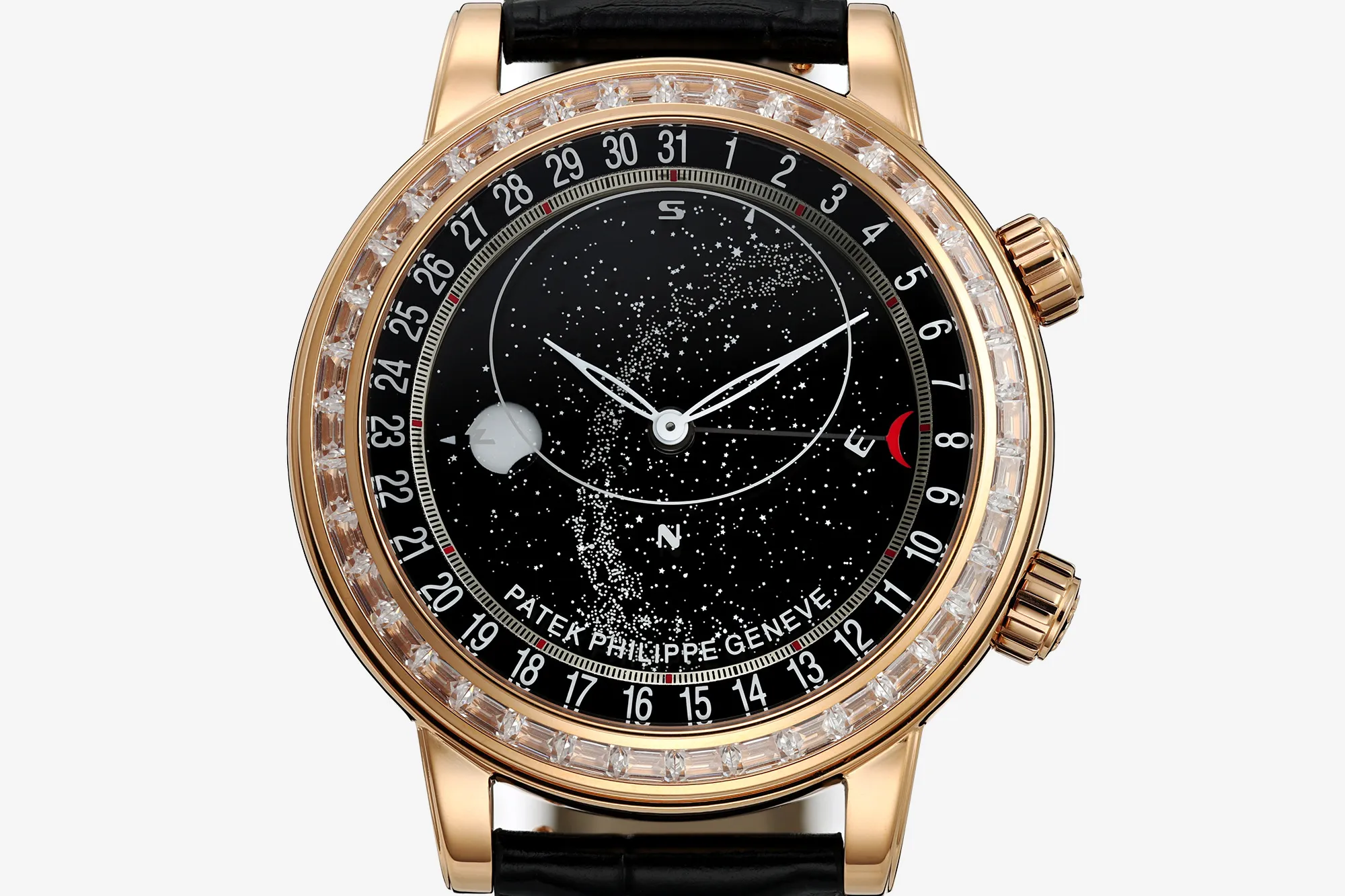 PP Grand Complications 6102 RG Diamonds Bezel PPF 1:1 Best Edition Black Dial on BlackLeather Strap SA240 Super Clone 20 eb4745a175f7150 AMO Watch