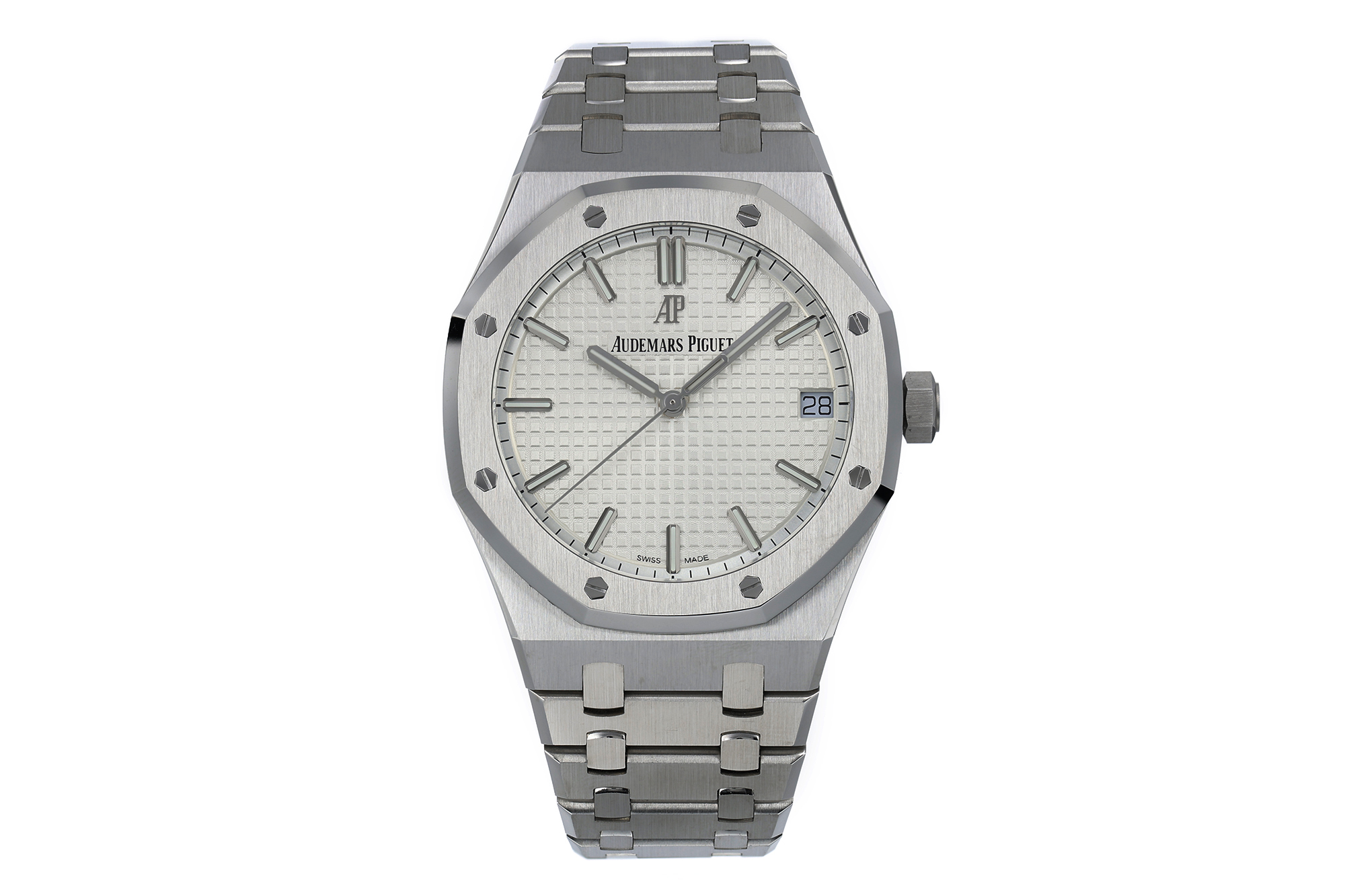 AP Royal Oak 41mm 15500 SS ZF 1:1 Best Edition White Textured Dial on SS Bracelet SA4302 Super Clone V4 (Free Sprung) 19 ecbfc7c29315c07 AMO Watch