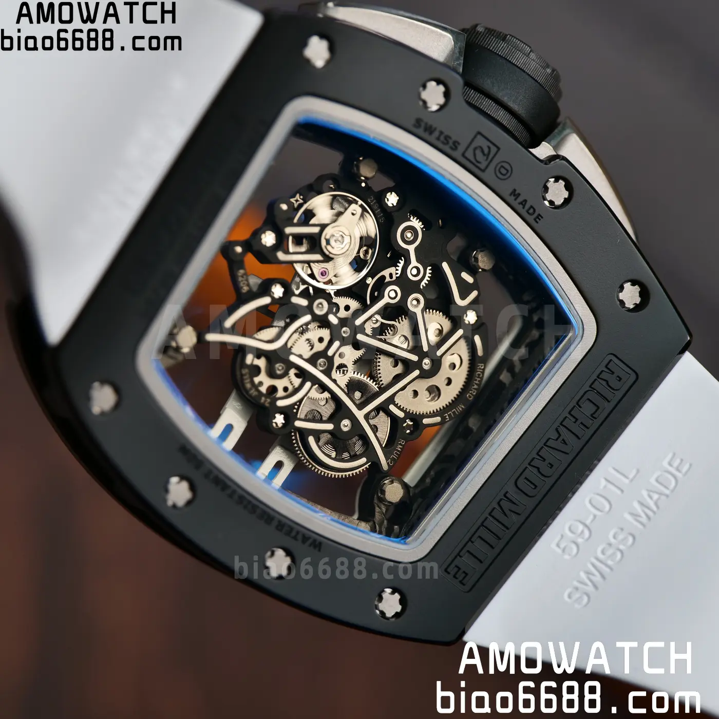 RICHARD MILLE RM61-01 RM6101 A9F 1:1 Best Edition Black Bezel on White Rubber Strap RMUL3 Free Sprung 105 ecf4c9e518f95a0 AMO Watch