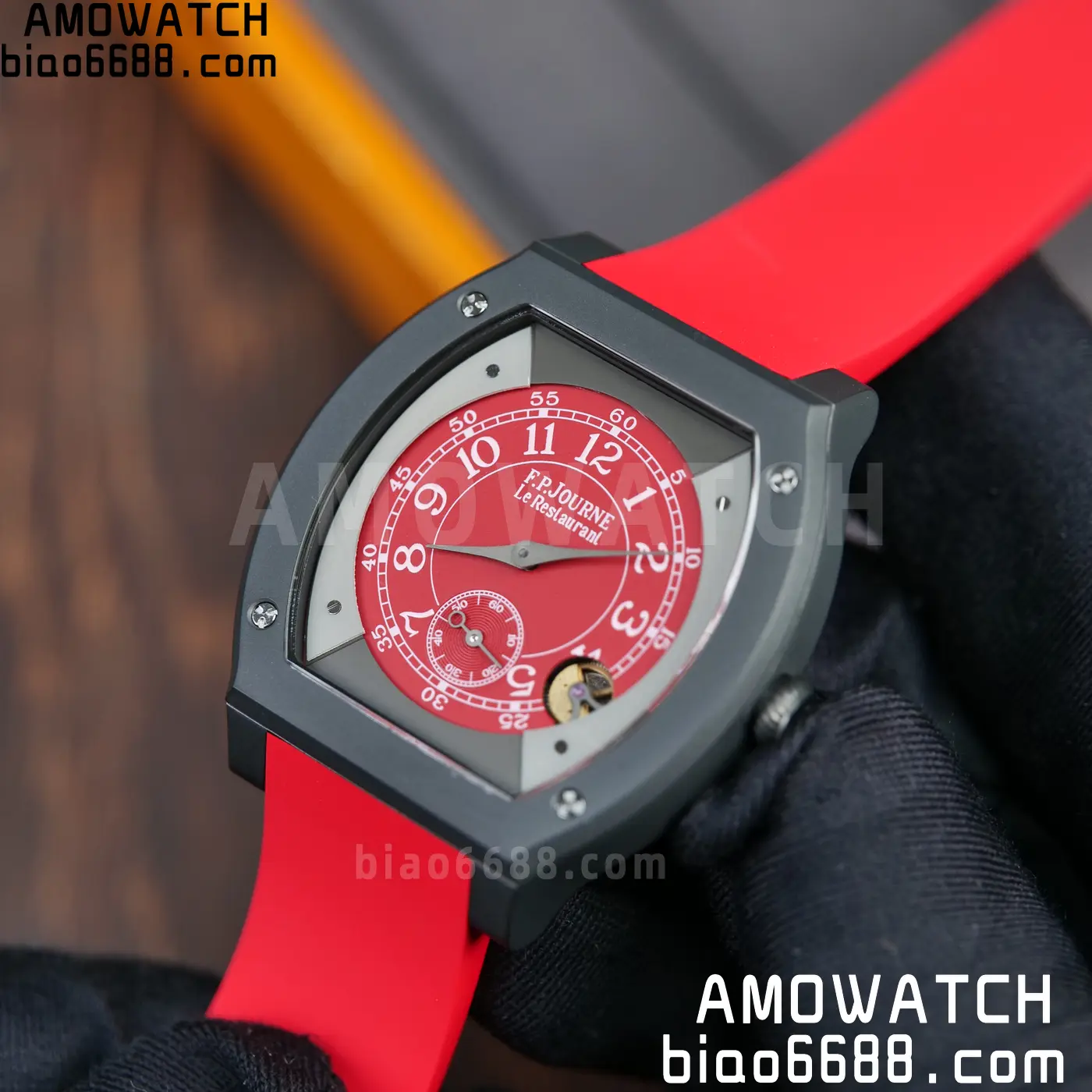 F.P.Journe Elegante PVD FPJF Best Edition Red Dial on Red Rubber Strap Quartz 73 ed0e021c7afd5dd 阿默表行AmoWatch