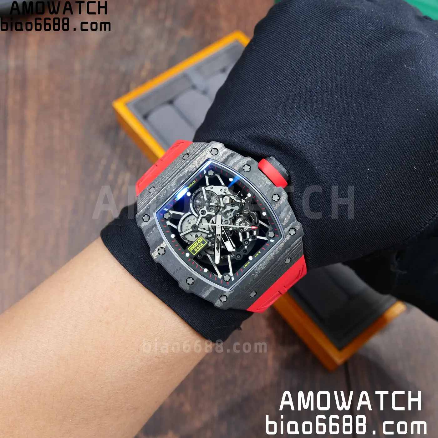 RICHARD MILLE RM035-02 NTPT UMI 1:1 Best Edition Skeleton Dial on Red Rubber Strap RMAL1 Super Clone Free Sprung 115 ed5baf99de4f10e AMO Watch