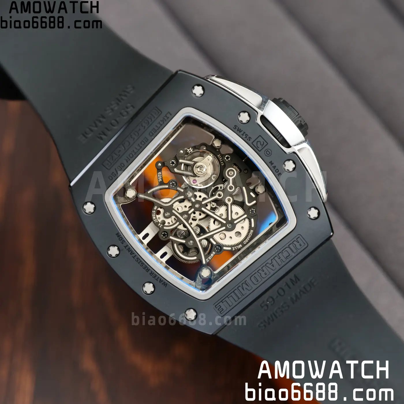 RICHARD MILLE RM61-01 RM6101 A9F 1:1 Best Edition Black Bezel White Strap RMUL3 Free Sprung 108 edab8b4cb00e9ae 阿默表行AmoWatch