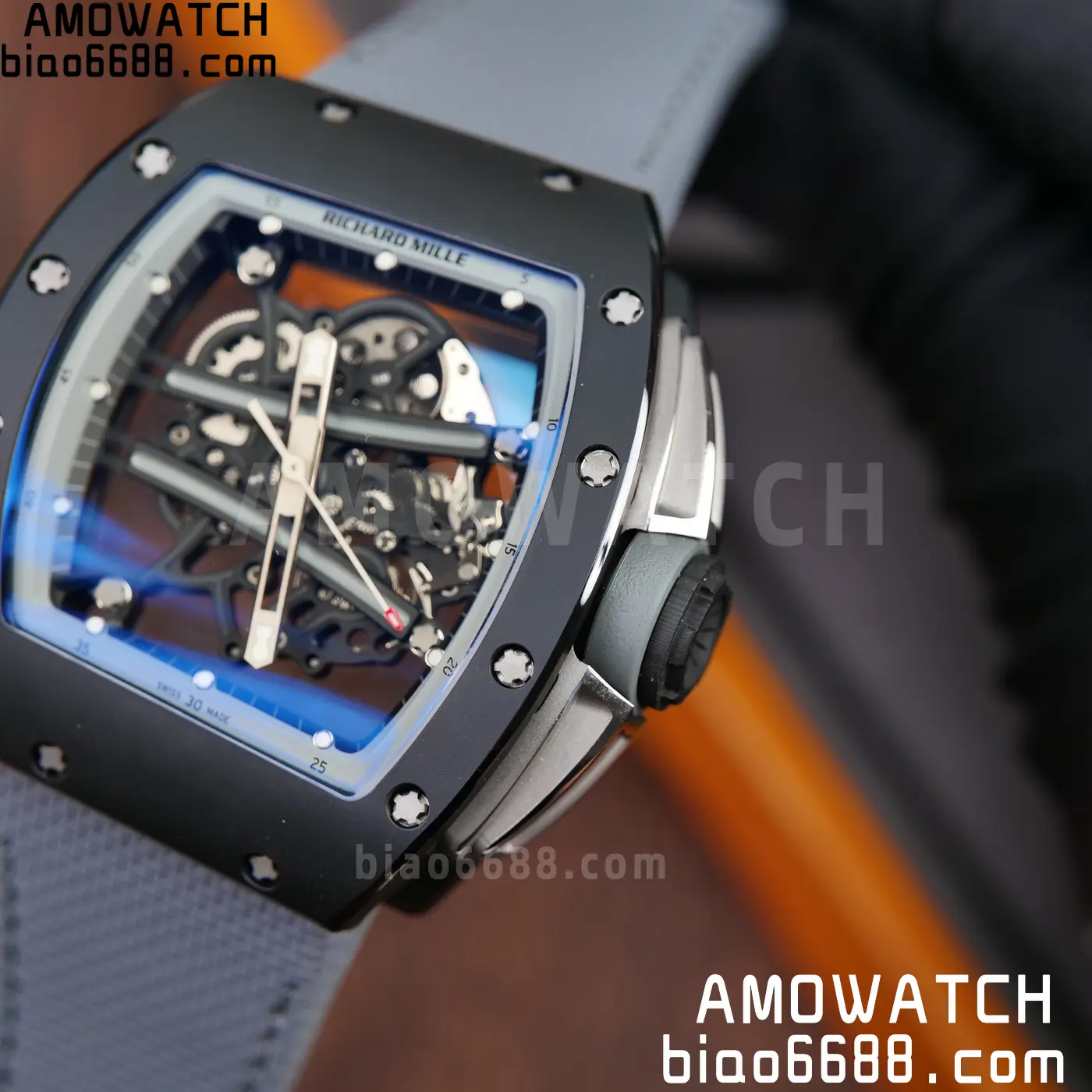 RICHARD MILLE RM61-01 RM6101 A9F 1:1 Best Edition Black Bezel on Gray Nylon Strap RMUL3 Free Sprung 76 eeb6252600a82be AMO Watch