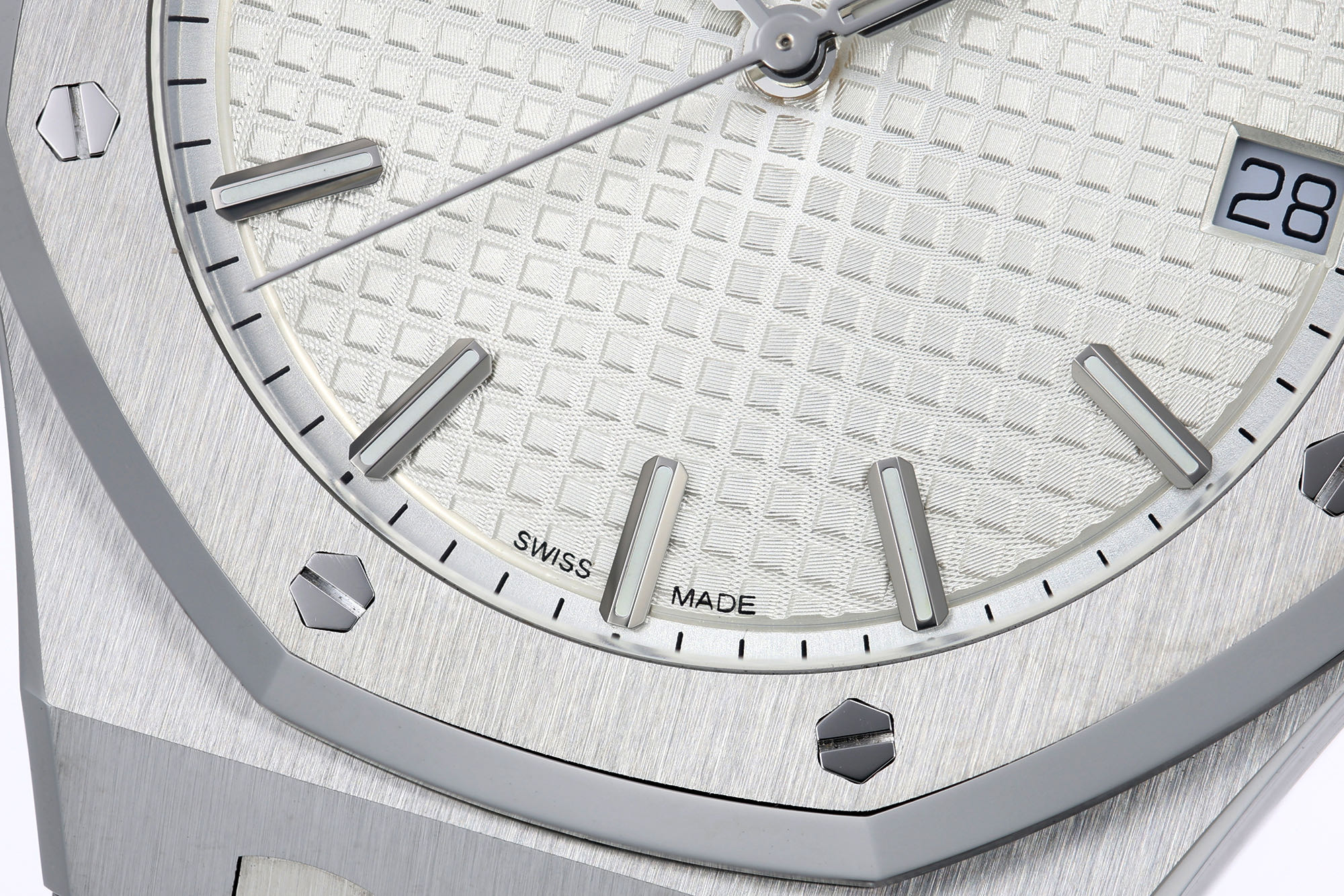 AP Royal Oak 41mm 15500 SS ZF 1:1 Best Edition White Textured Dial on SS Bracelet SA4302 Super Clone V4 (Free Sprung) 23 eeea0509397d6bf AMO Watch