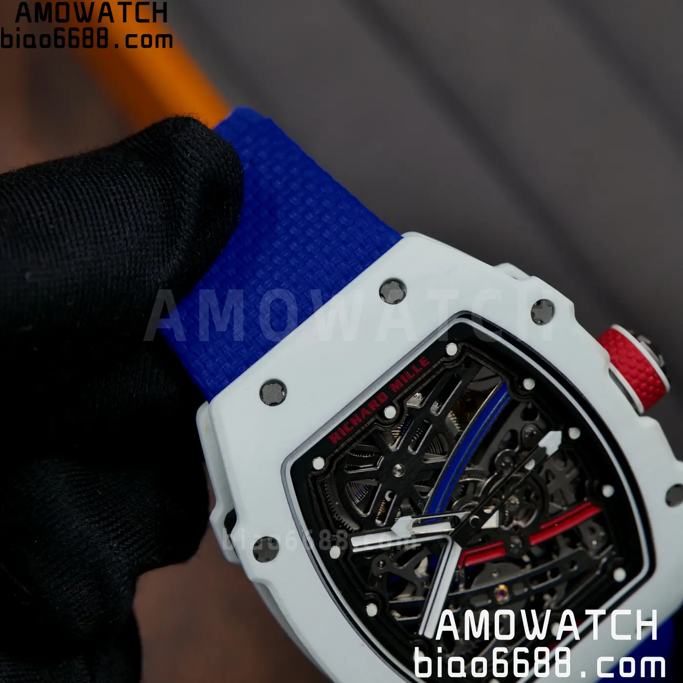 RICHARD MILLE RM67-02 White NTPT RICH Factory 1:1 France Blue/White/Red Skeleton Dial CRMA7 Super Clone 82 f1384cf76c7be58 AMO Watch