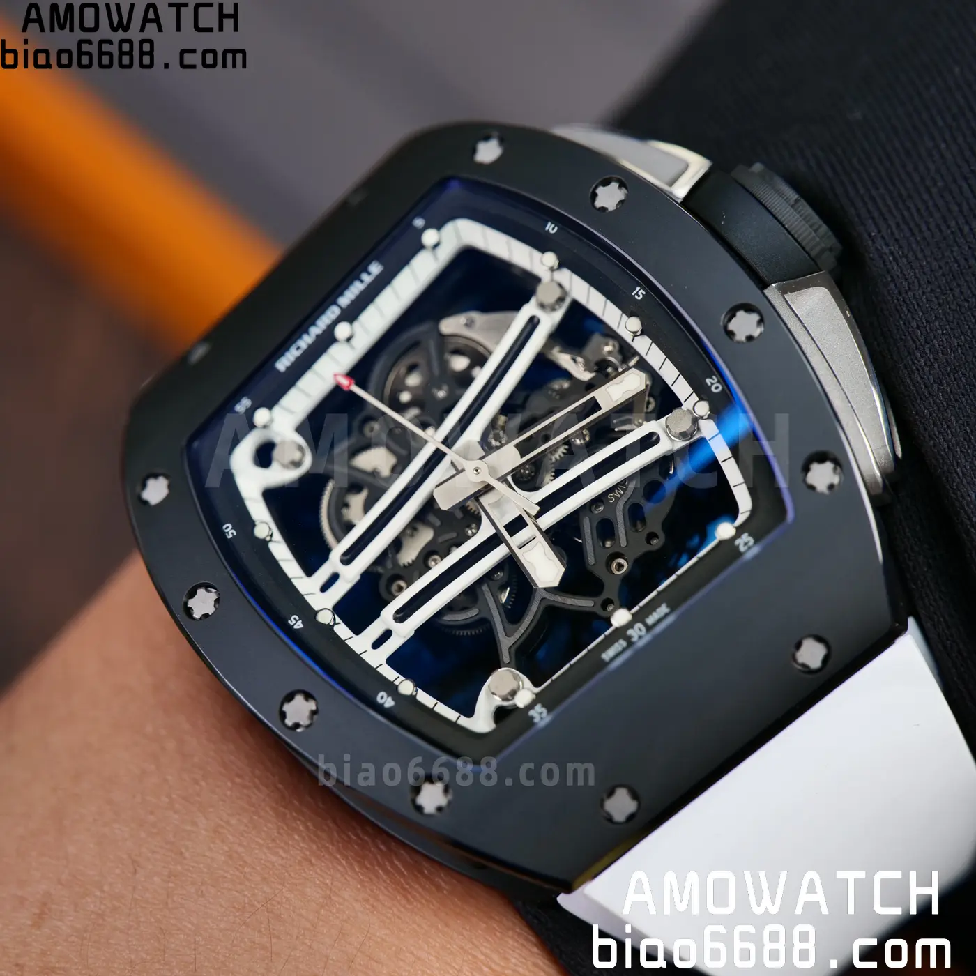 RICHARD MILLE RM61-01 RM6101 A9F 1:1 Best Edition Black Bezel on White Rubber Strap RMUL3 Free Sprung 111 f2442ad4e5e062e AMO Watch