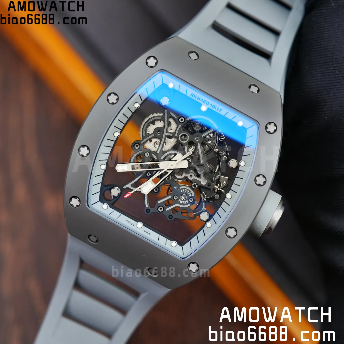 RICHARD MILLE RM055 Gray Ceramic A9F 1:1 Best Edition Gray Inner Bezel on Gray Rubber Strap RMUL2 (Free Sprung) 89 f2deff14e108e3d AMO Watch