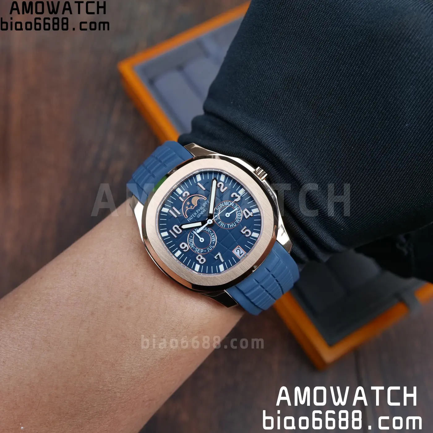 Patek Philippe Aquanaut 5261R RG PPM Factory 1:1 Best Edition Dial on Blue Rubber Strap V2 90 f3f621056e4cd3b AMO Watch