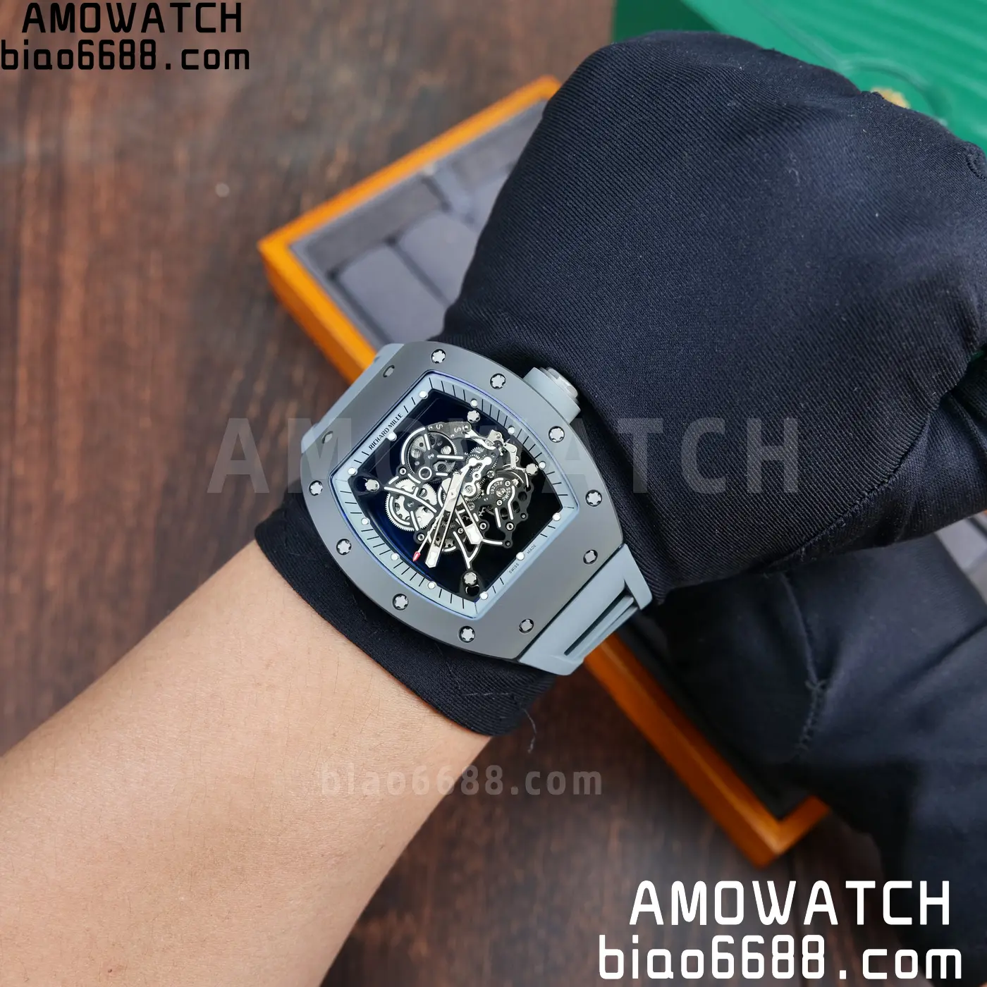 RICHARD MILLE RM055 Gray Ceramic A9F 1:1 Best Edition Gray Inner Bezel on Gray Rubber Strap RMUL2 (Free Sprung) 98 f44df21d953e775 AMO Watch