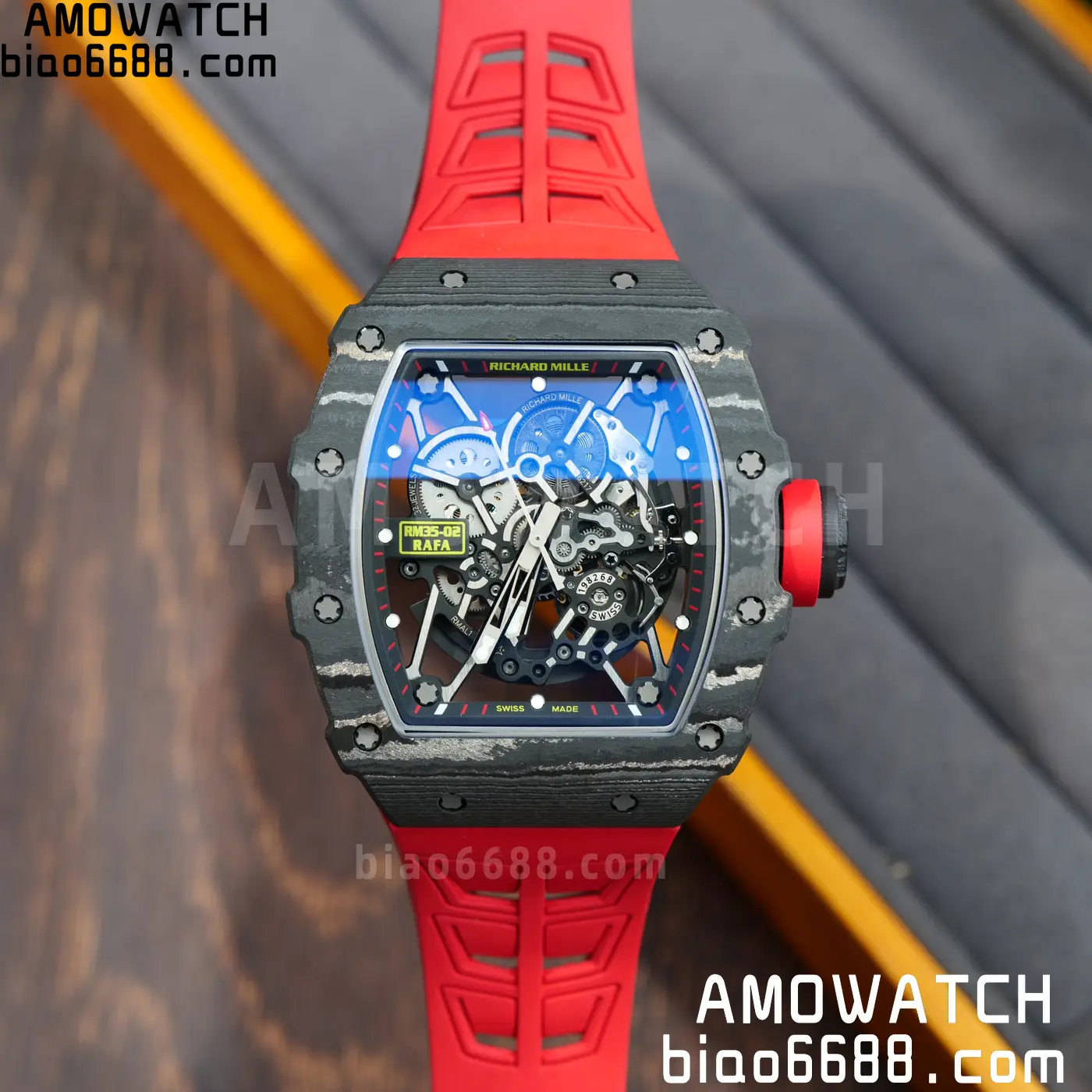 RICHARD MILLE RM035-02 NTPT UMI 1:1 Best Edition Skeleton Dial on Red Rubber Strap RMAL1 Super Clone Free Sprung 86 f480a9fd42d9a9b AMO Watch