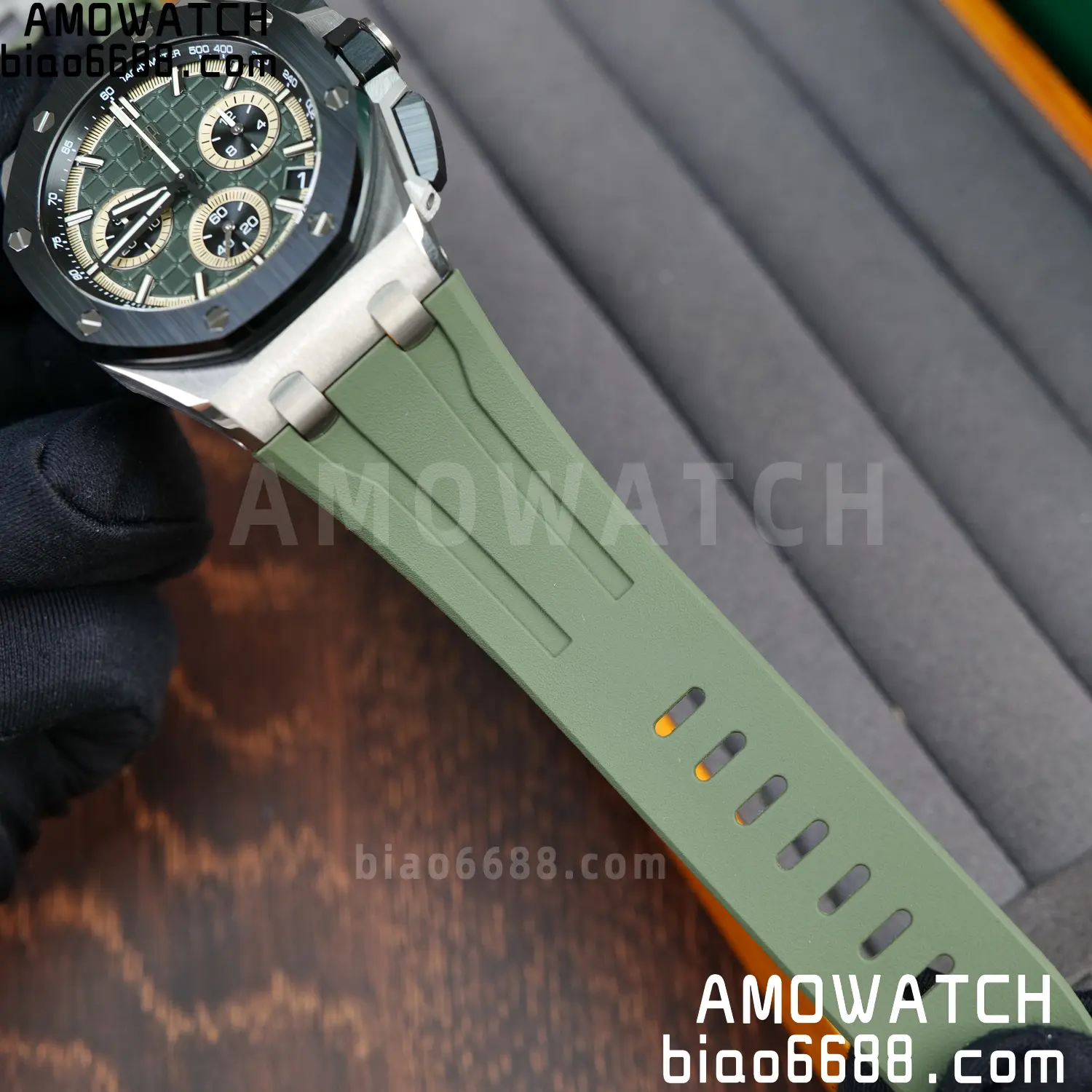 AP Royal Oak Offshore 26420 Titanium DDF 1:1 Best Edition Green/Black Dial on Green Rubber Strap DD4401 Super Clone 77 f4856b5157af047 AMO Watch