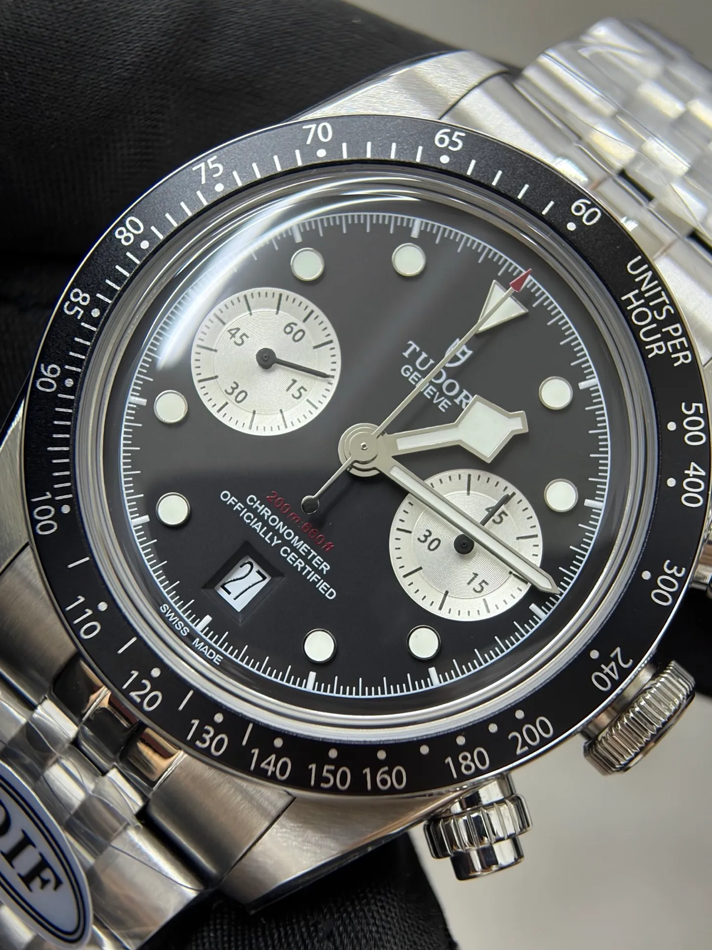Tudor Black Bay Chrono SS DIF 1:1 Best Edition Black Dial on SS Bracelet DD7750 25 f4c0fe614f6b79b AMO Watch