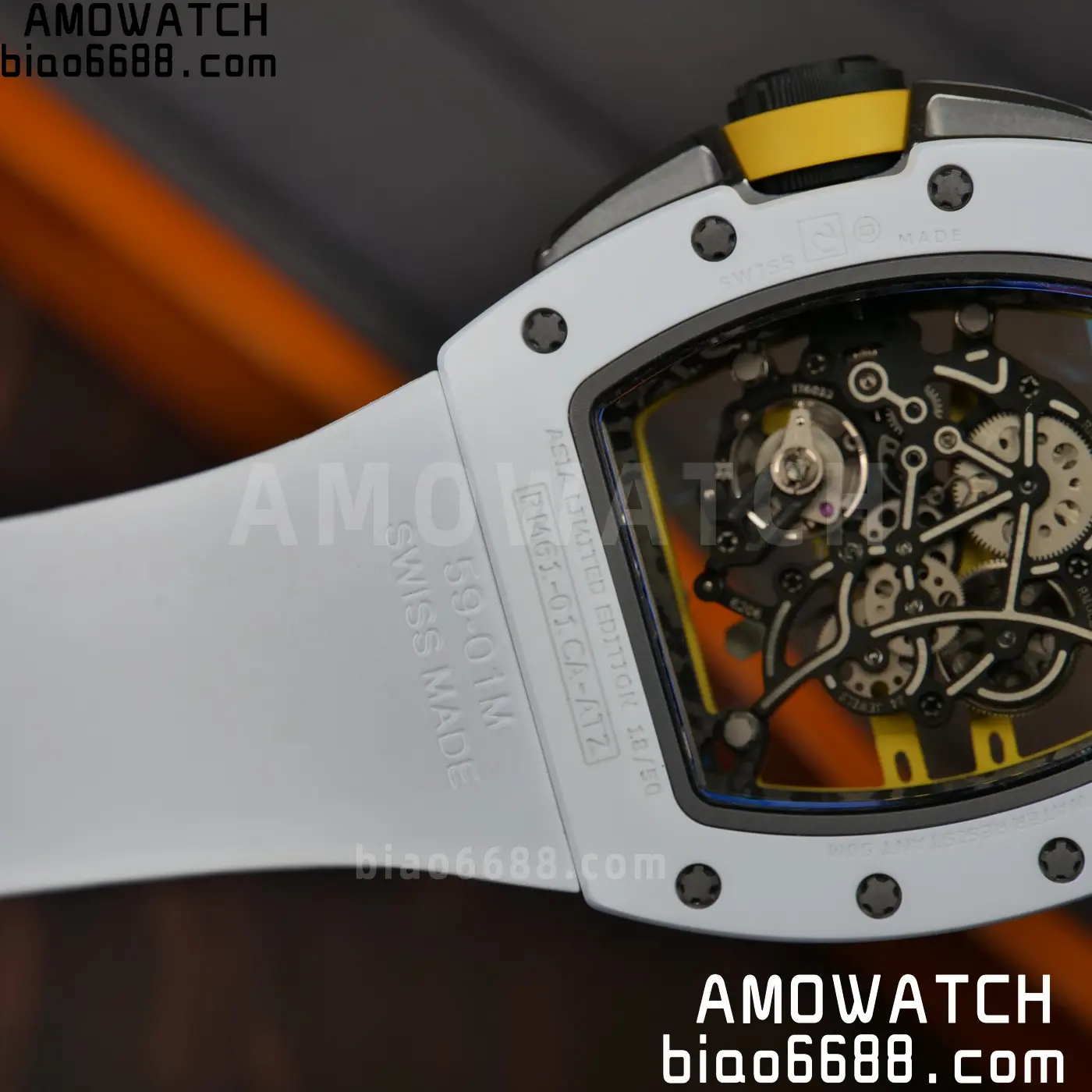 RICHARD MILLE RM61-01 RM6101 A9F 1:1 Best Edition White Bezel on White Rubber Strap RMUL3 Free Sprung 115 f547a37f82055b8 AMO Watch