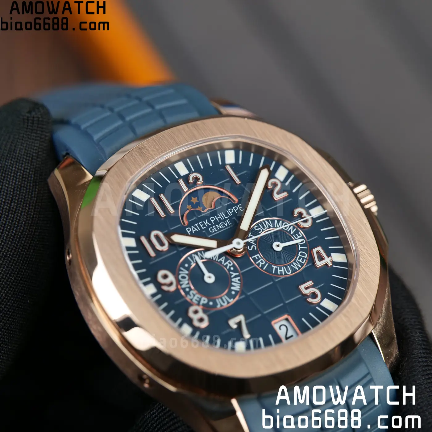 Patek Philippe Aquanaut 5261R RG PPM Factory 1:1 Best Edition Dial on Blue Rubber Strap V2 77 f675c48ba00165a AMO Watch