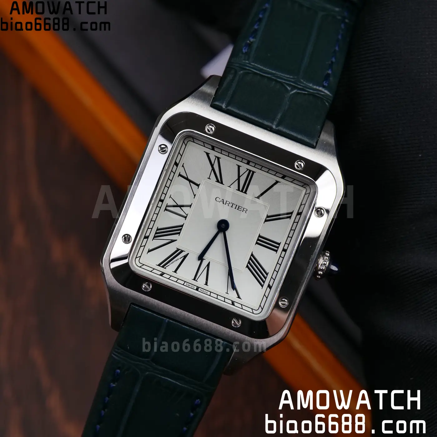 Cartier Santos Dumont WSSA0022 Large F1 Factory 1:1 Best Edition white Dial on Blue Strap Quartz 31 f773e5aa96e5e70 AMO Watch