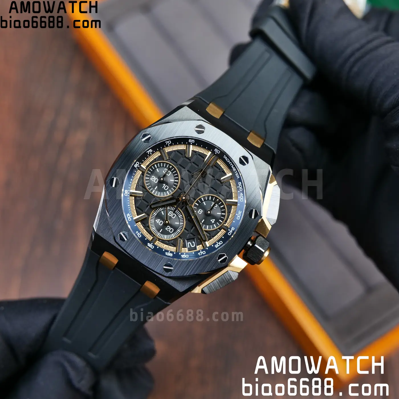 AP Royal Oak Offshore 26420 Black Ceramic DDF 1:1 Best Edition Black/YG Dial on Black Rubber Strap DD4401 Super Clone 69 f8b7a39a98d8d63 AMO Watch