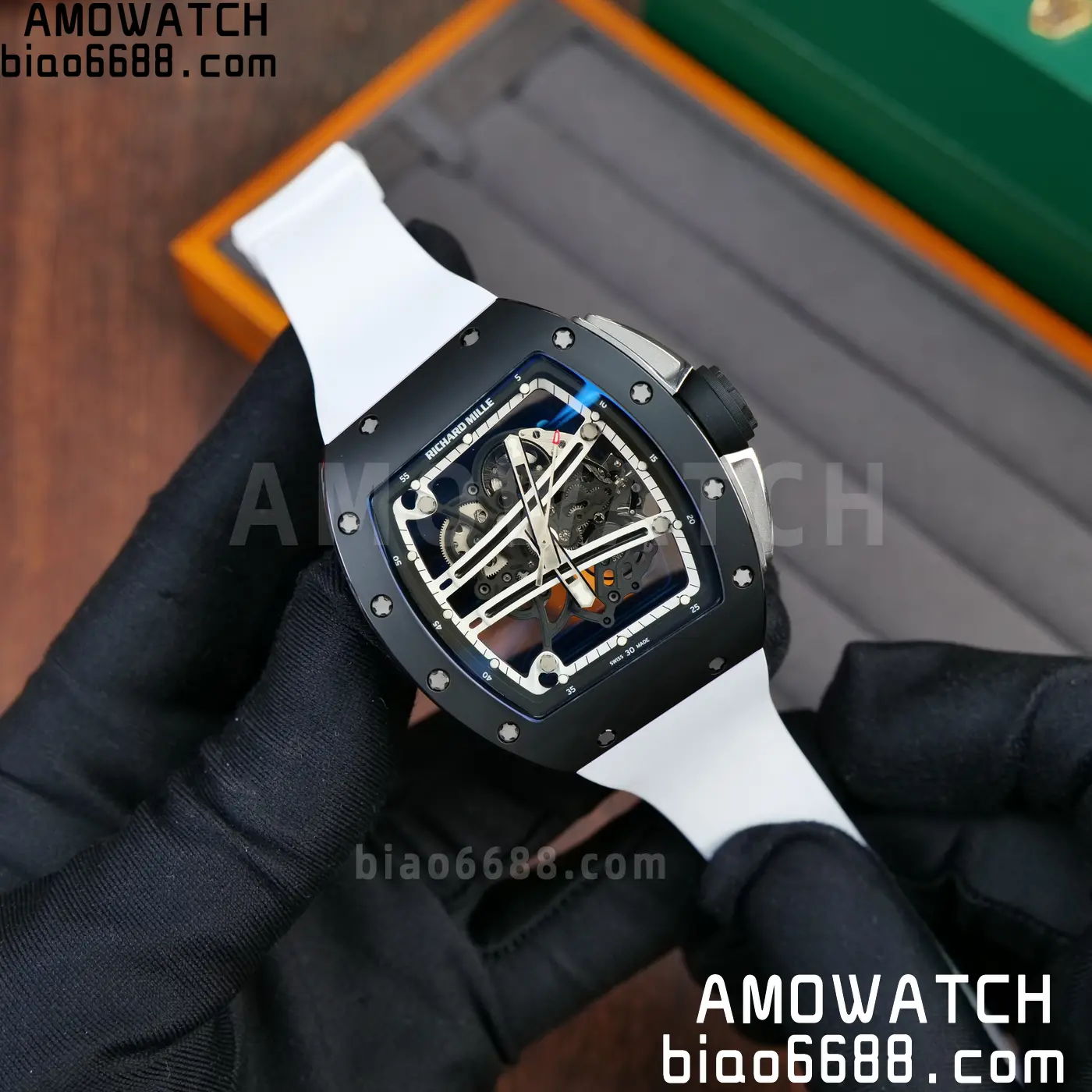 RICHARD MILLE RM61-01 RM6101 A9F 1:1 Best Edition Black Bezel on White Rubber Strap RMUL3 Free Sprung 82 f9c4473109dafdd AMO Watch