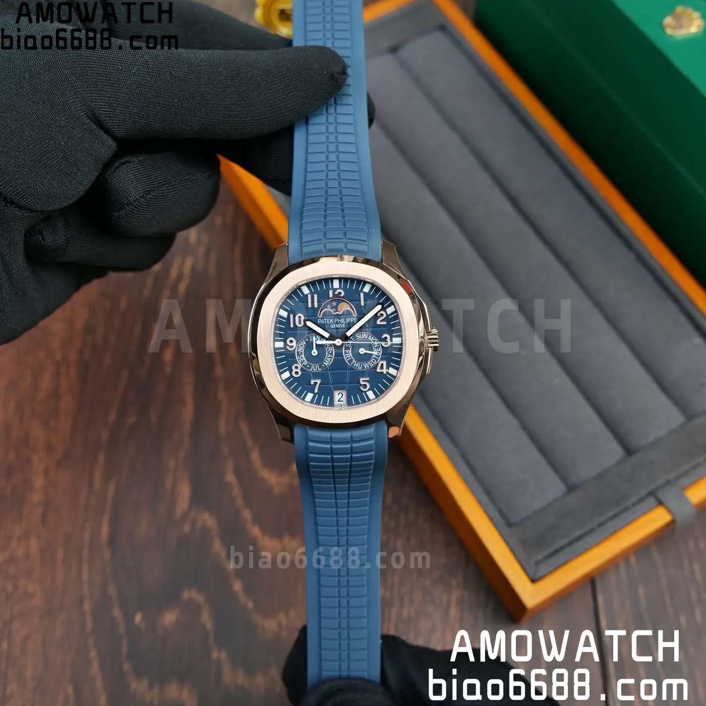 Patek Philippe Aquanaut 5261R RG PPM Factory 1:1 Best Edition Dial on Blue Rubber Strap V2 63 faea6bf6acf7223 AMO Watch