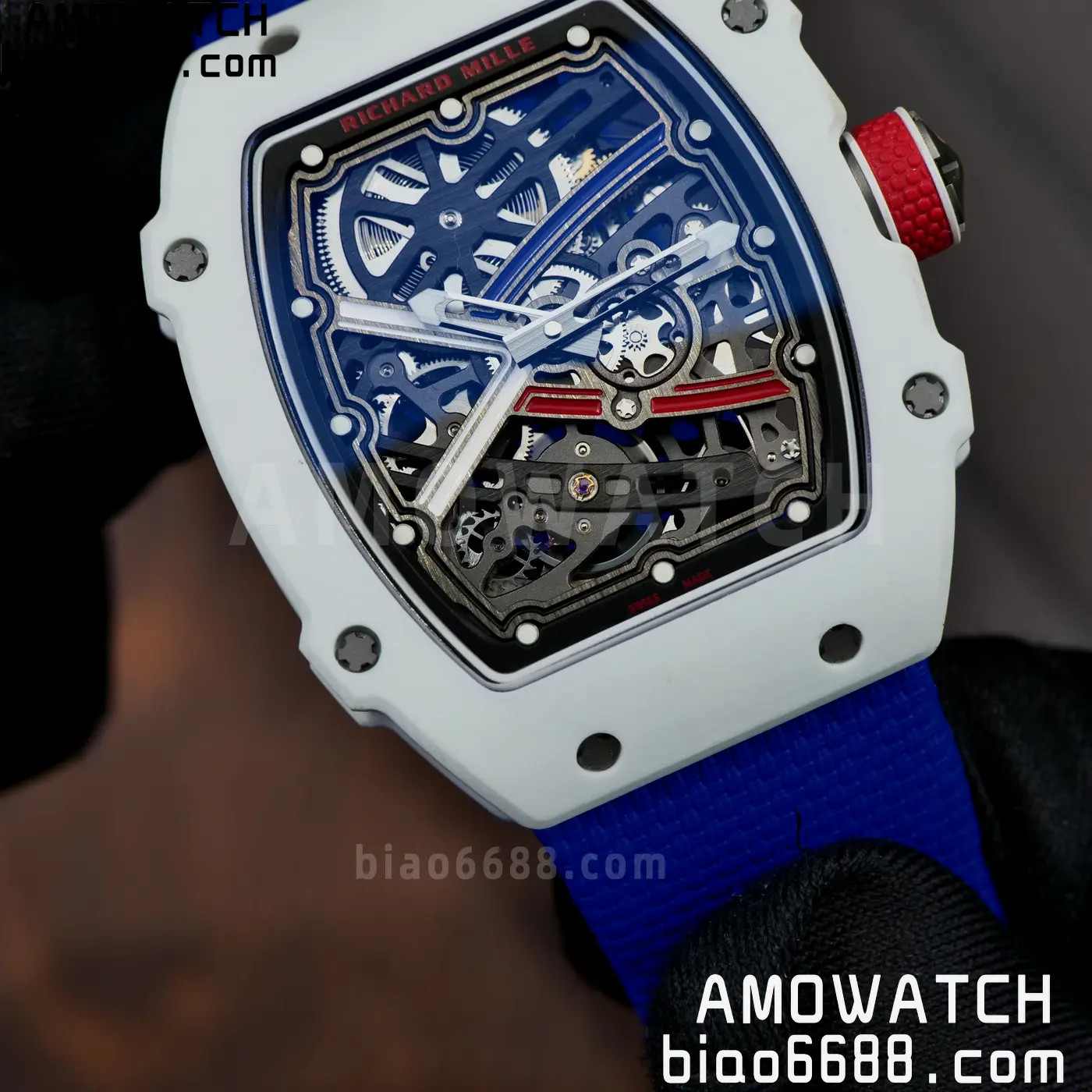 RICHARD MILLE RM67-02 White NTPT RICH Factory 1:1 France Blue/White/Red Skeleton Dial CRMA7 Super Clone 83 fdff0c14199843d AMO Watch