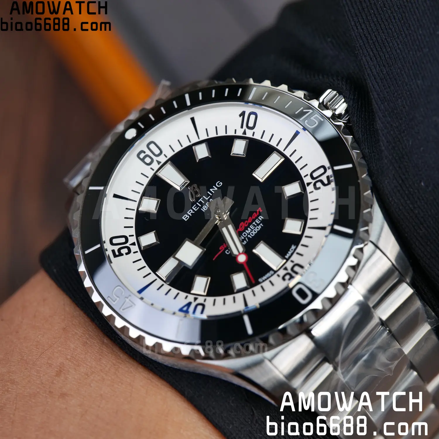Breitling Superocean 44 SS TF Factory 1:1 Best Edition Black Dial on SS Bracelet A2824 78 01ca39f899a3c4e AMO Watch