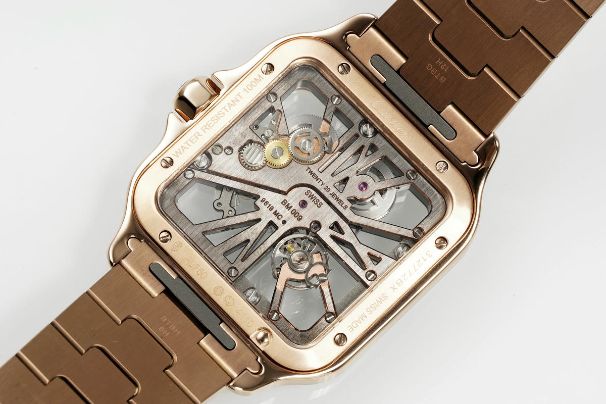Cartier Santos Skeleton RG RICH 1:1 Best Edition Skeleton Dial on RG Bracelet 9611MC Super Clone V2 27 01d43c1a0ab506d 阿默表行AmoWatch