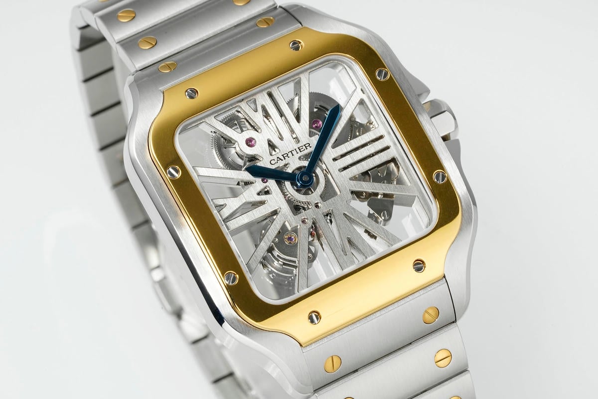 Cartier Santos Skeleton SS/YG RICH 1:1 Best Edition Skeleton Dial on SS/YG Bracelet 9611MC Super Clone V2 20 027071120370610 阿默表行AmoWatch