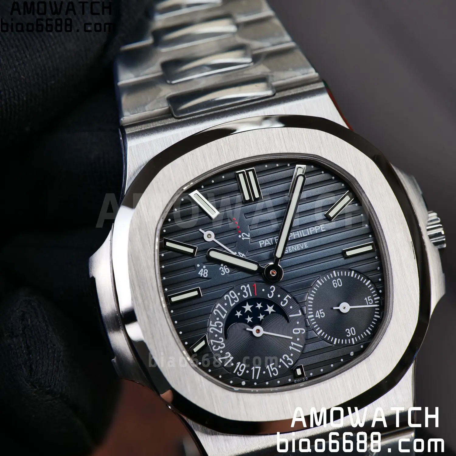 Patek Philippe Nautilus 5712 SS UMI Factory 1:1 Best Edition Blue Dial on SS Bracelet Free spring 87 03875b0264622a1 AMO Watch