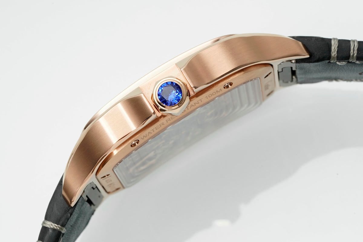 Cartier Santos Skeleton RG RICH 1:1 Best Edition Skeleton Dial on Brown Leather Strap 9611MC Super Clone V2 25 03bd93d503ba829 阿默表行AmoWatch