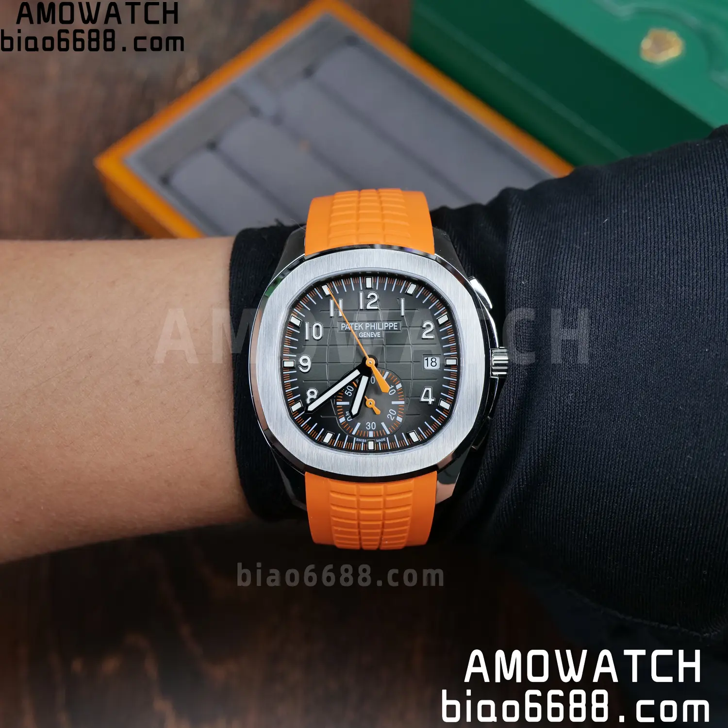 PP Aquanaut 5968 SS DDF 1:1 Best Edition Gray Dial on Orange Rubber Strap A520 89 040a7ae825756ed AMO Watch