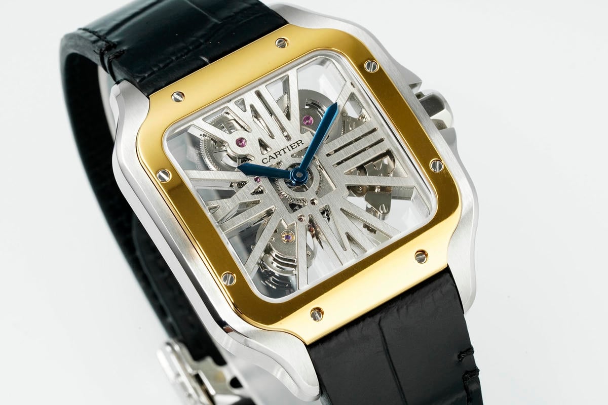 Cartier Santos Skeleton SS/YG RICH 1:1 Best Edition Skeleton Dial on Black Leather Strap 9611MC Super Clone V2 20 06c4639bb4ccb23 阿默表行AmoWatch