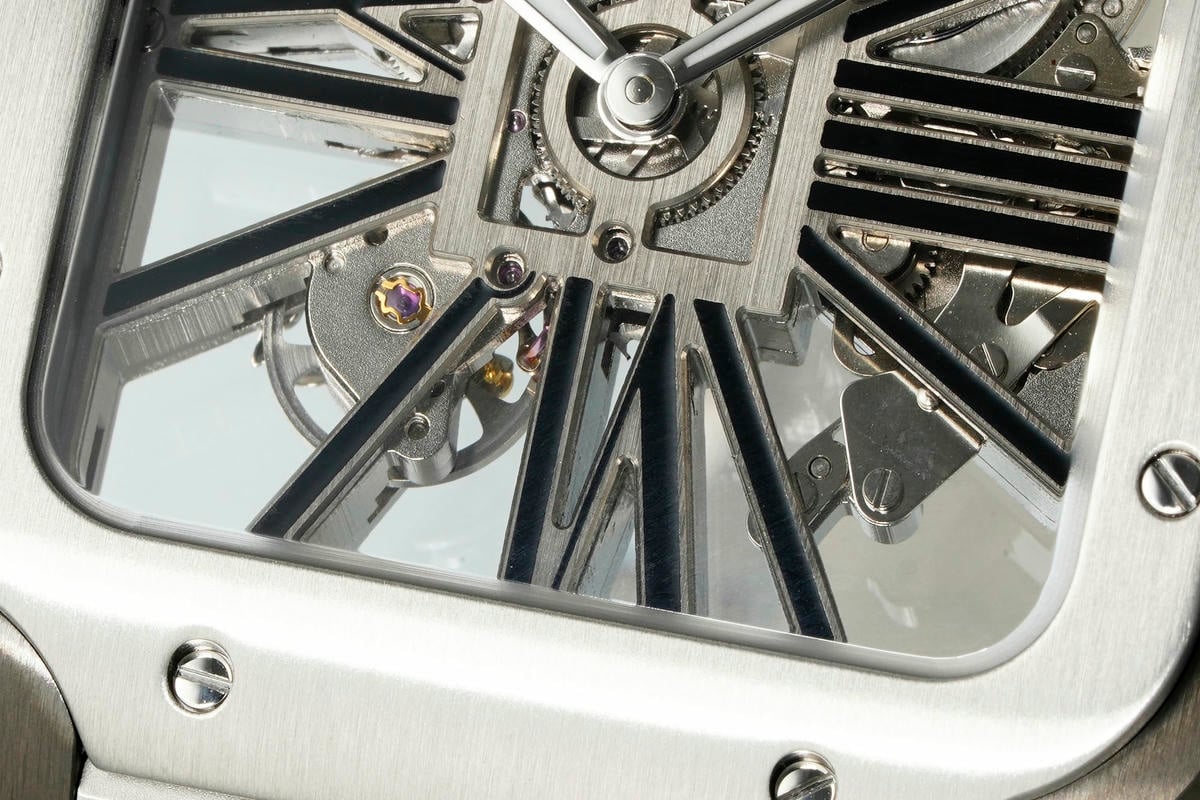 Cartier Santos Skeleton SS/PVD RICH 1:1 Best Edition Skeleton Dial on SS SmartLink Bracelet 9611MC Super Clone V2 23 0877ebfca219cd1 AMO Watch