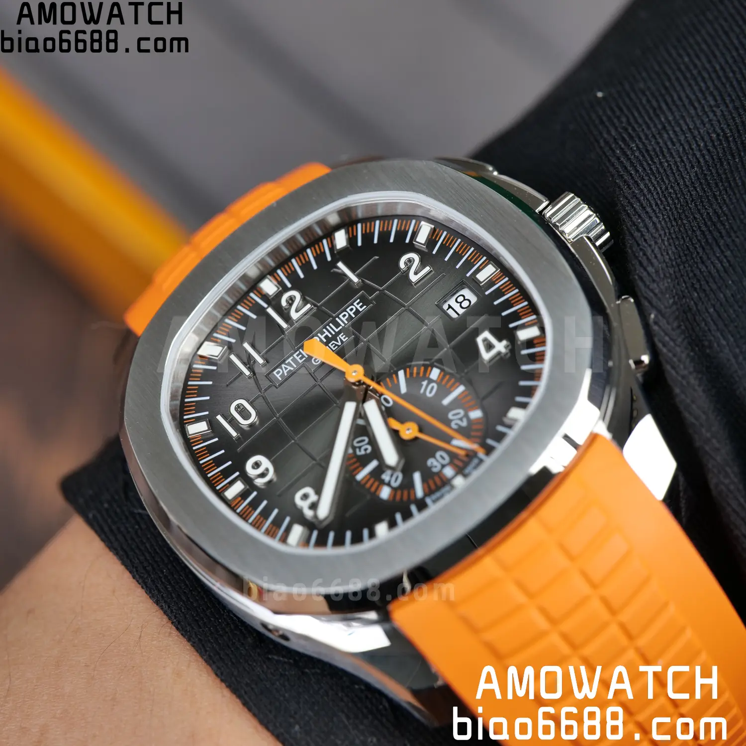 PP Aquanaut 5968 SS DDF 1:1 Best Edition Gray Dial on Orange Rubber Strap A520 87 0b11341273f0577 AMO Watch