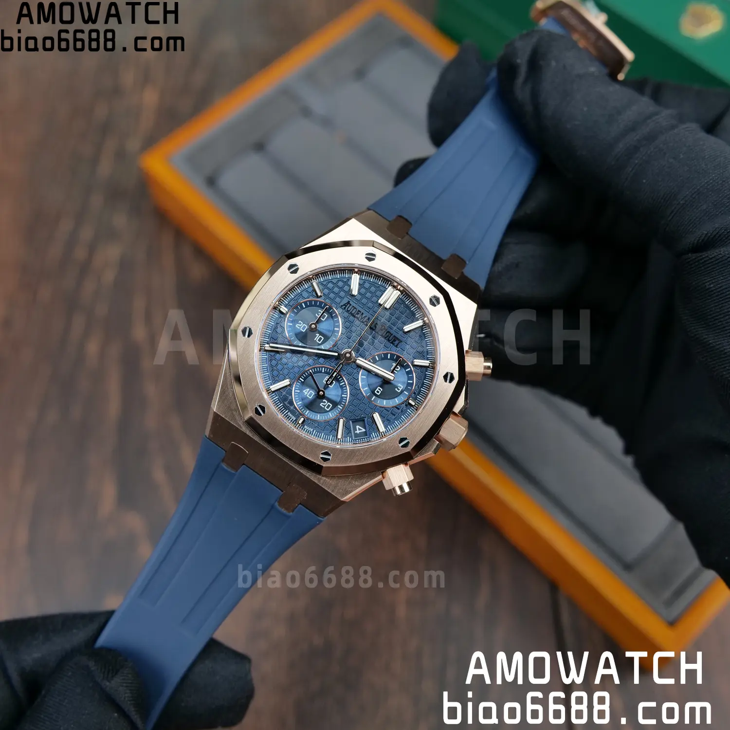 AP Royal Oak Chrono 26240 RG DDF 1:1 Best Edition White Dial on Blue Rubber Strap DD4401 Super Clone Weight (SW Dial) 23 0c4a623b1fcec01 AMO Watch