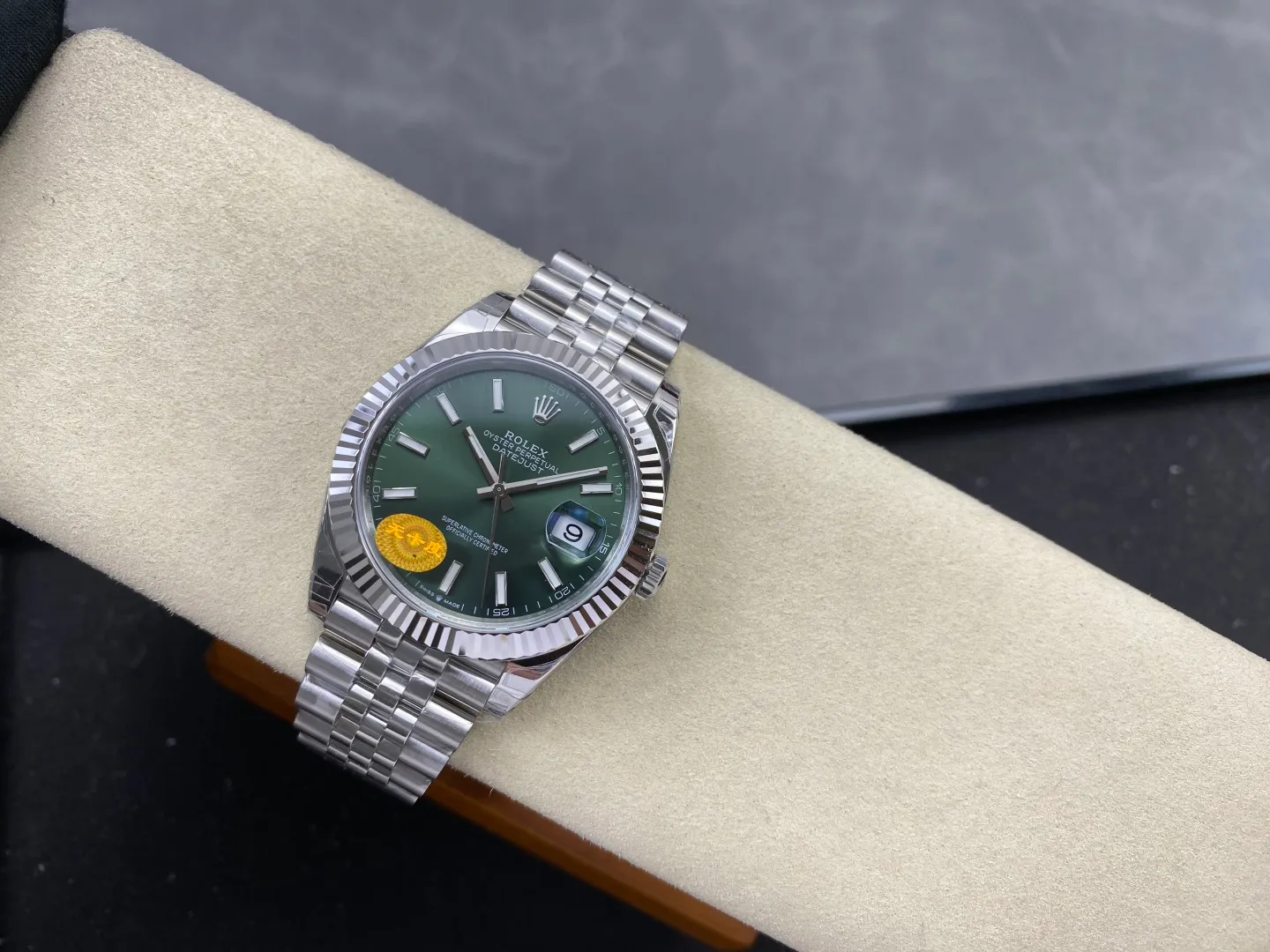 ROLEX DateJust 41mm SS 126334 VSF 1:1 Best Edition 904L Steel Green Stick Dial on Jubilee Bracelet V2s (Free Sprung) 32 1045a10956c249e AMO Watch