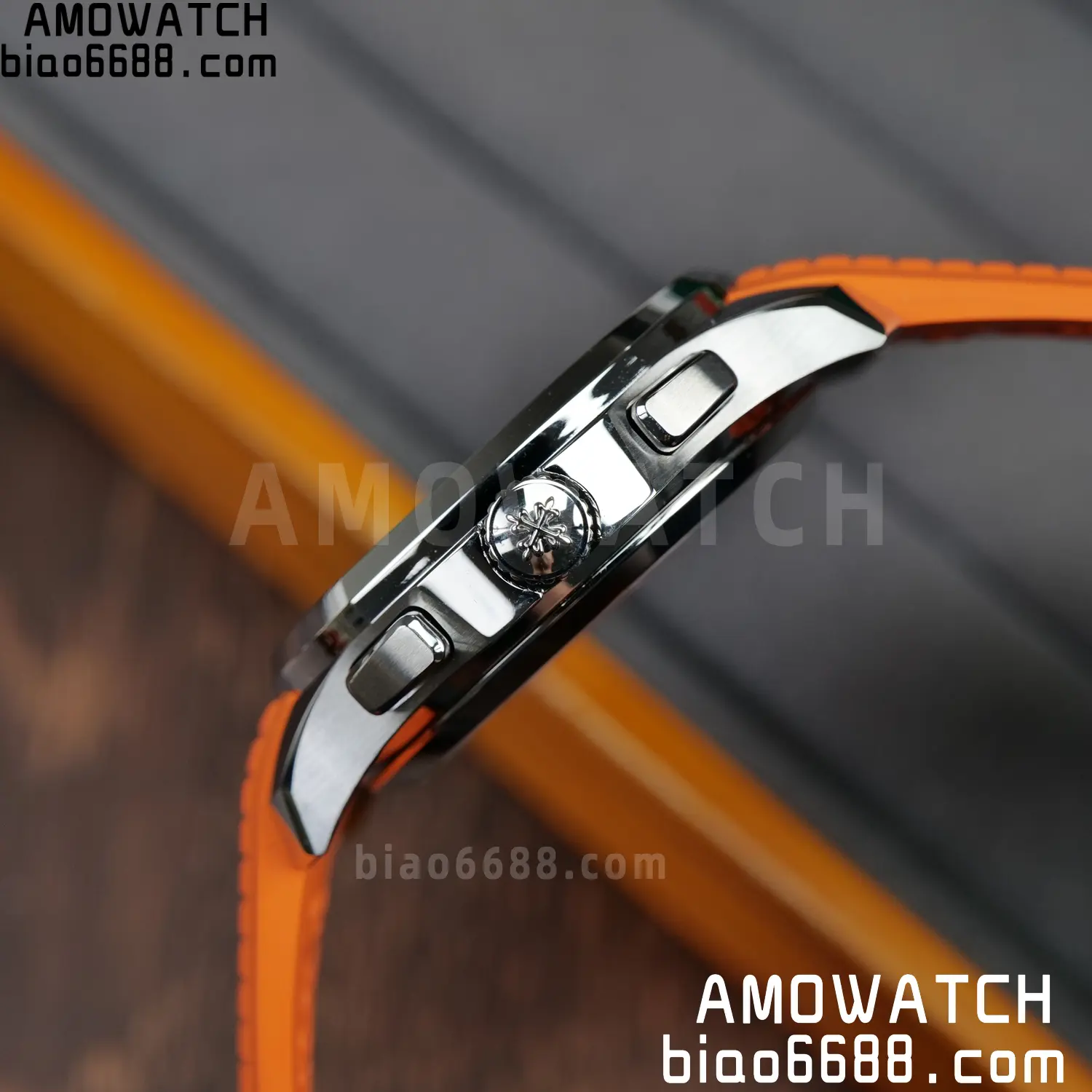 PP Aquanaut 5968 SS DDF 1:1 Best Edition Gray Dial on Orange Rubber Strap A520 69 12f60fdc5b01602 AMO Watch