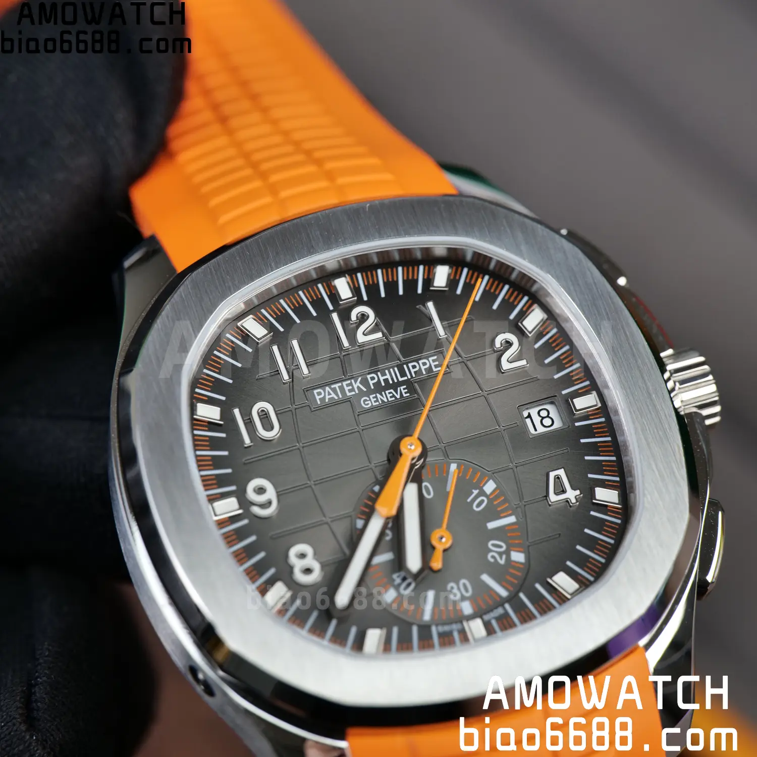 PP Aquanaut 5968 SS DDF 1:1 Best Edition Gray Dial on Orange Rubber Strap A520 77 1b677d0648476e8 AMO Watch