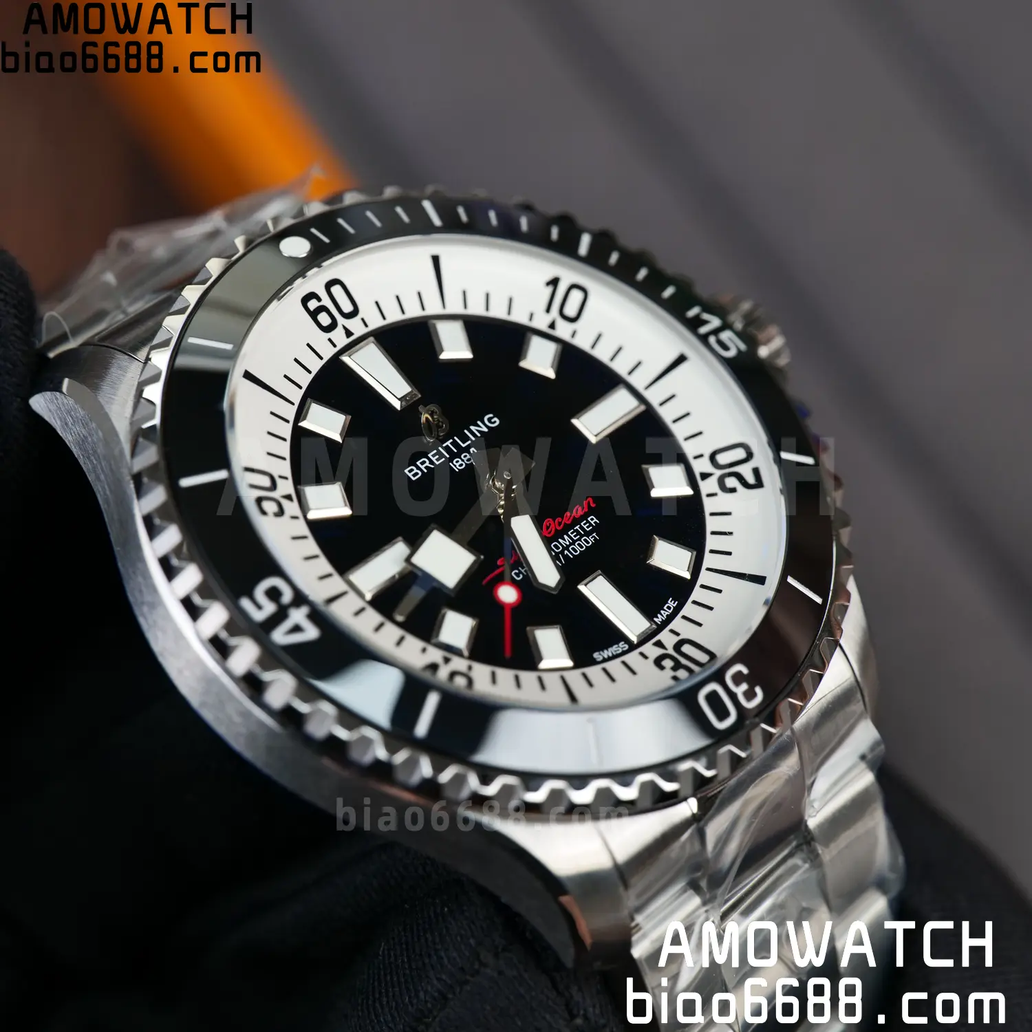 Breitling Superocean 44 SS TF Factory 1:1 Best Edition Black Dial on SS Bracelet A2824 74 1b81cb6734b47fb AMO Watch